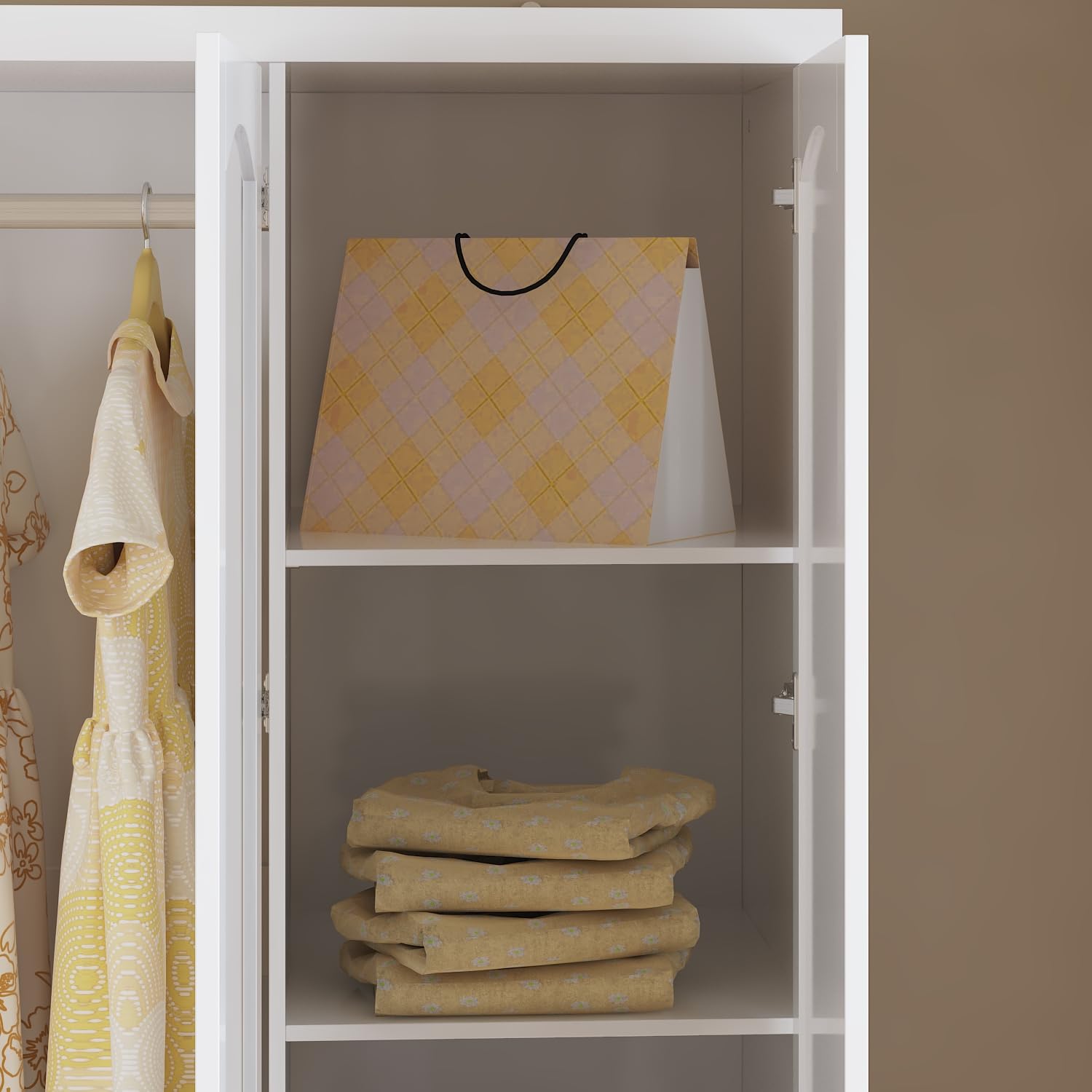 Hitow 3-Door Armoire Wardrobe Closet with Mirror, Hanging Rod, Drawers & Shelves - Freestanding Clothes Organizer Cabinet for Bedroom (White) | Perfect for Master Bedroom, Guest Room & Apartment Storage Solutions