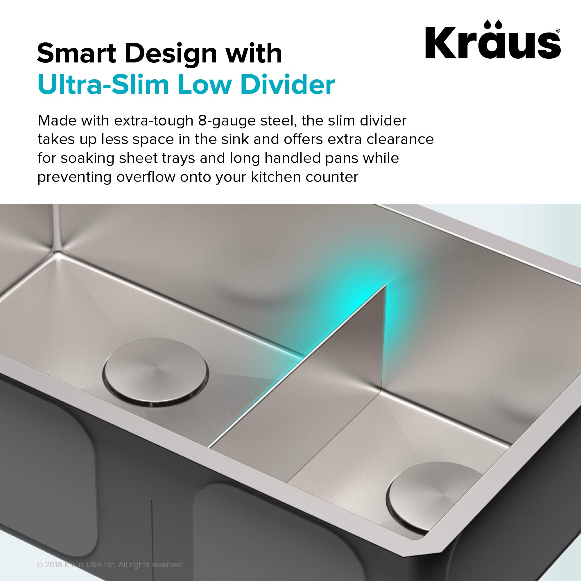 KRAUS Standard PRO™ 32-inch 16 Gauge Undermount 60/40 Double Bowl Stainless Steel Kitchen Sink with WasteGuard™ Continuous Feed Garbage Disposal - KHU103-32-100-75MB | Perfect for Modern Kitchens, Dishwashing & Food Prep