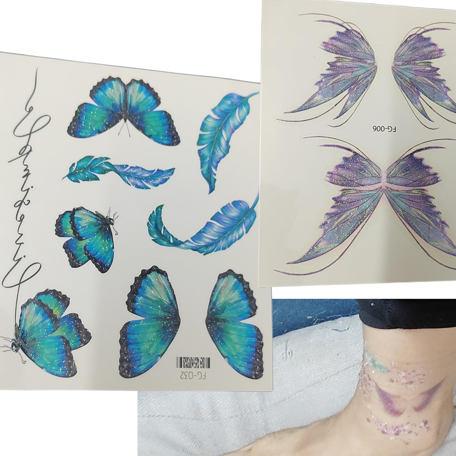 24-Color Body Glitter Gel & 32 Fashion Temporary Tattoos Kit - Chunky Sequin Glitter Makeup for Festival, Birthday Parties, Raves & Cosplay - Includes 4 Brushes for Easy Application