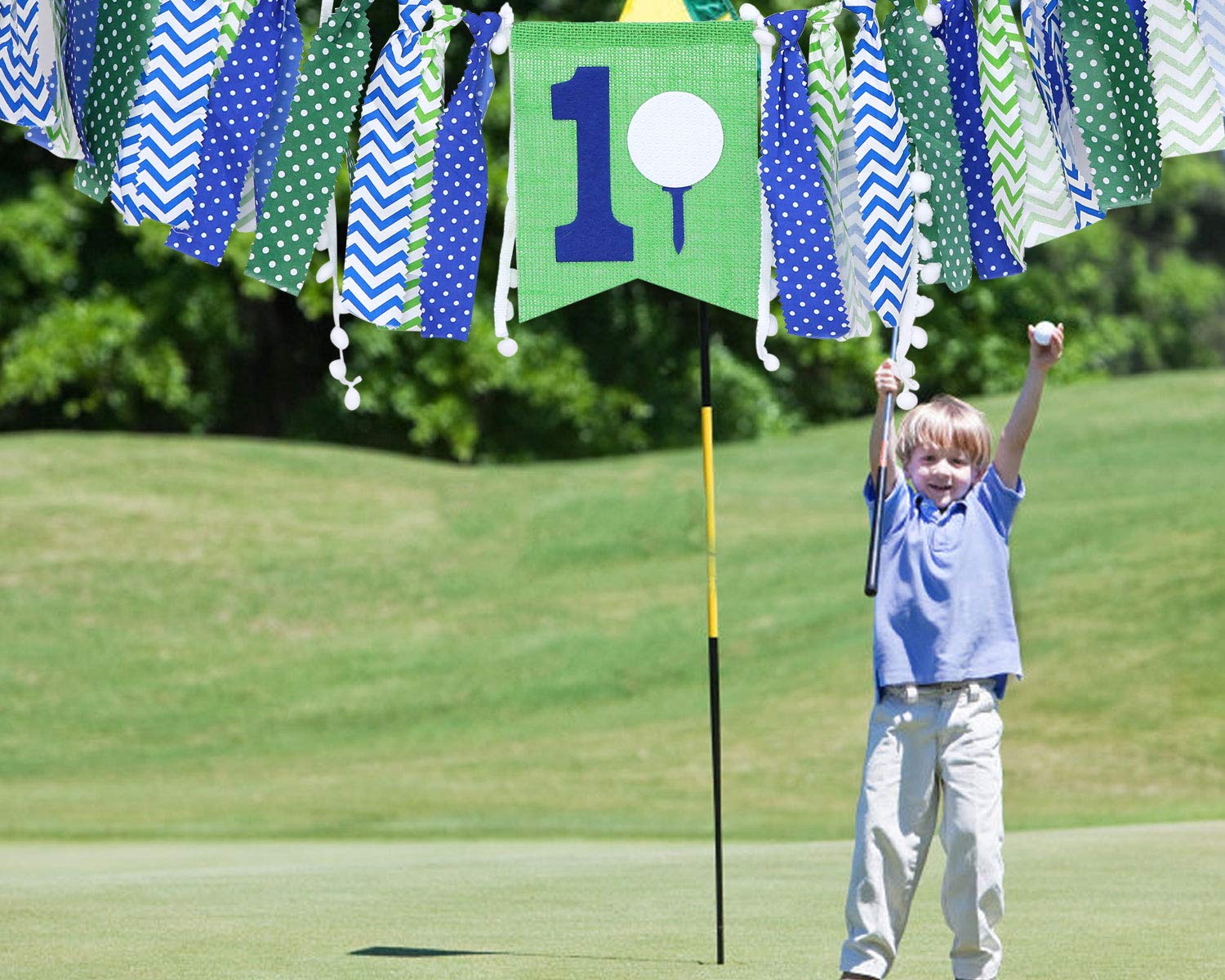 WAOUH 1st Birthday Highchair Banner - Golf Theme Party Decorations for Baby's First Birthday - Photo Backdrop Bunting & Cake Smash Props | Perfect for 1st Birthday Parties, Golf Themed Celebrations & Photo Shoots
