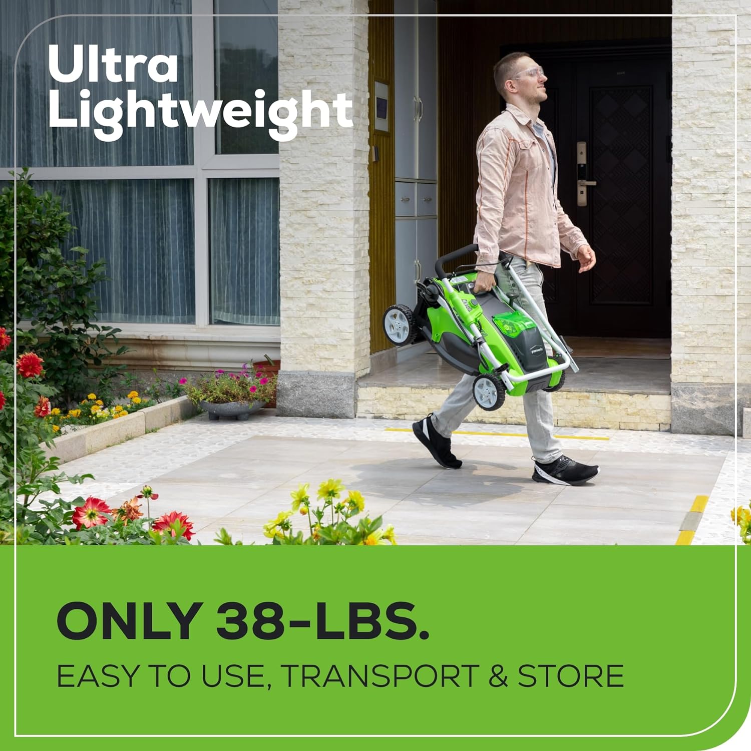 40V 16-Inch Cordless Battery Push Lawn Mower with 4.0Ah Battery & Fast Charger - Perfect for Small to Medium Yards, Quiet & Eco-Friendly Lawn Care