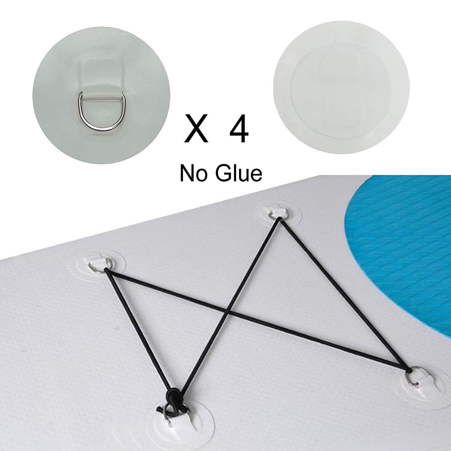 4-Pack Stainless Steel D-Ring Patches for PVC Inflatable Boats, Rafts, Kayaks & Dinghies - Heavy Duty Repair Patch Kit for Raft, Canoe, Rubber Boat Accessories (No Glue Needed) - Perfect for Emergency Repairs, Outdoor Adventures & Water Sports
