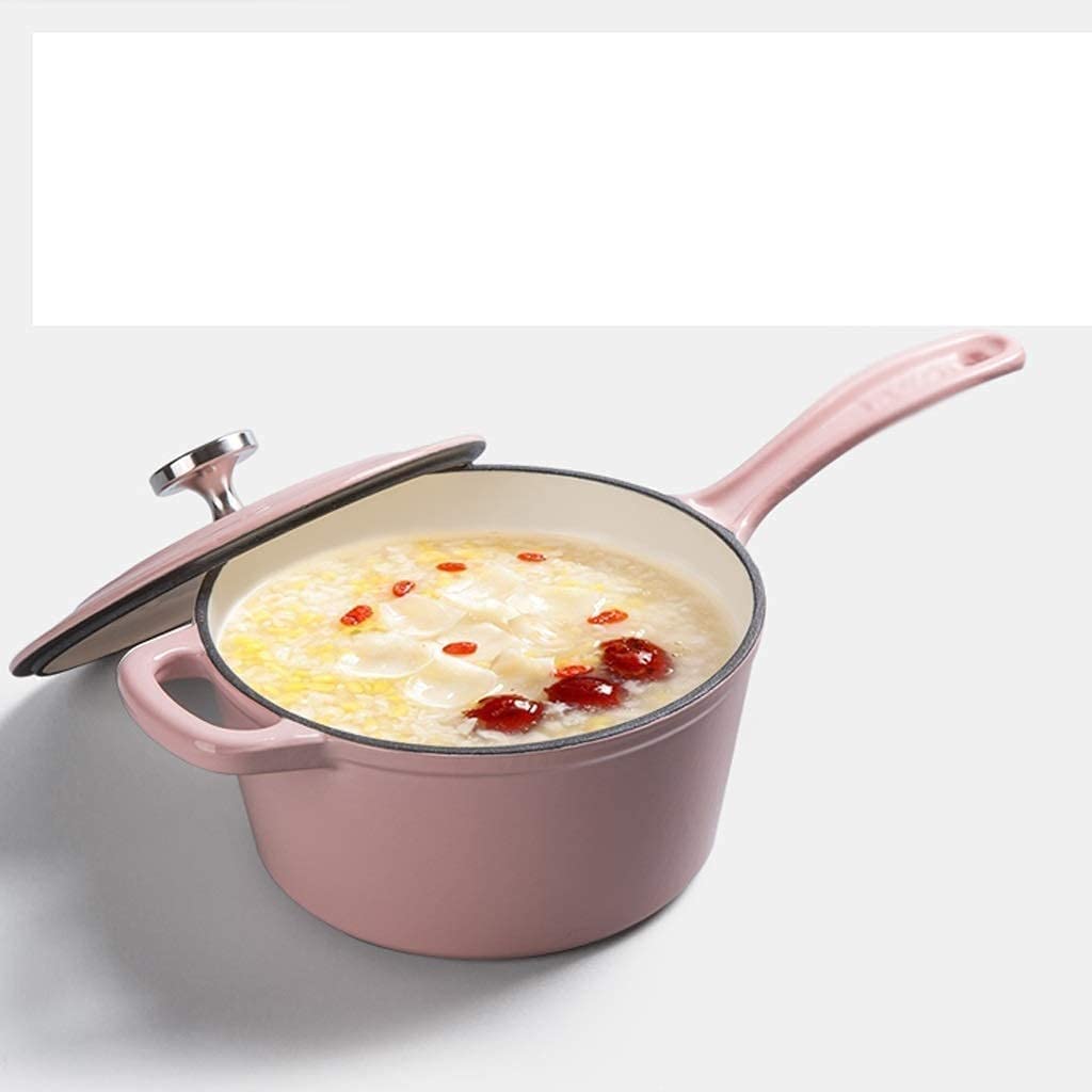 Cast Iron Enamel Non-Stick Wok Milk Pot - 2.5QT Dutch Oven for Cooking Noodles, Porridge & Soup | Stovetop & Oven Safe | Perfect for Home Kitchen, Camping & Gifts (One Color)