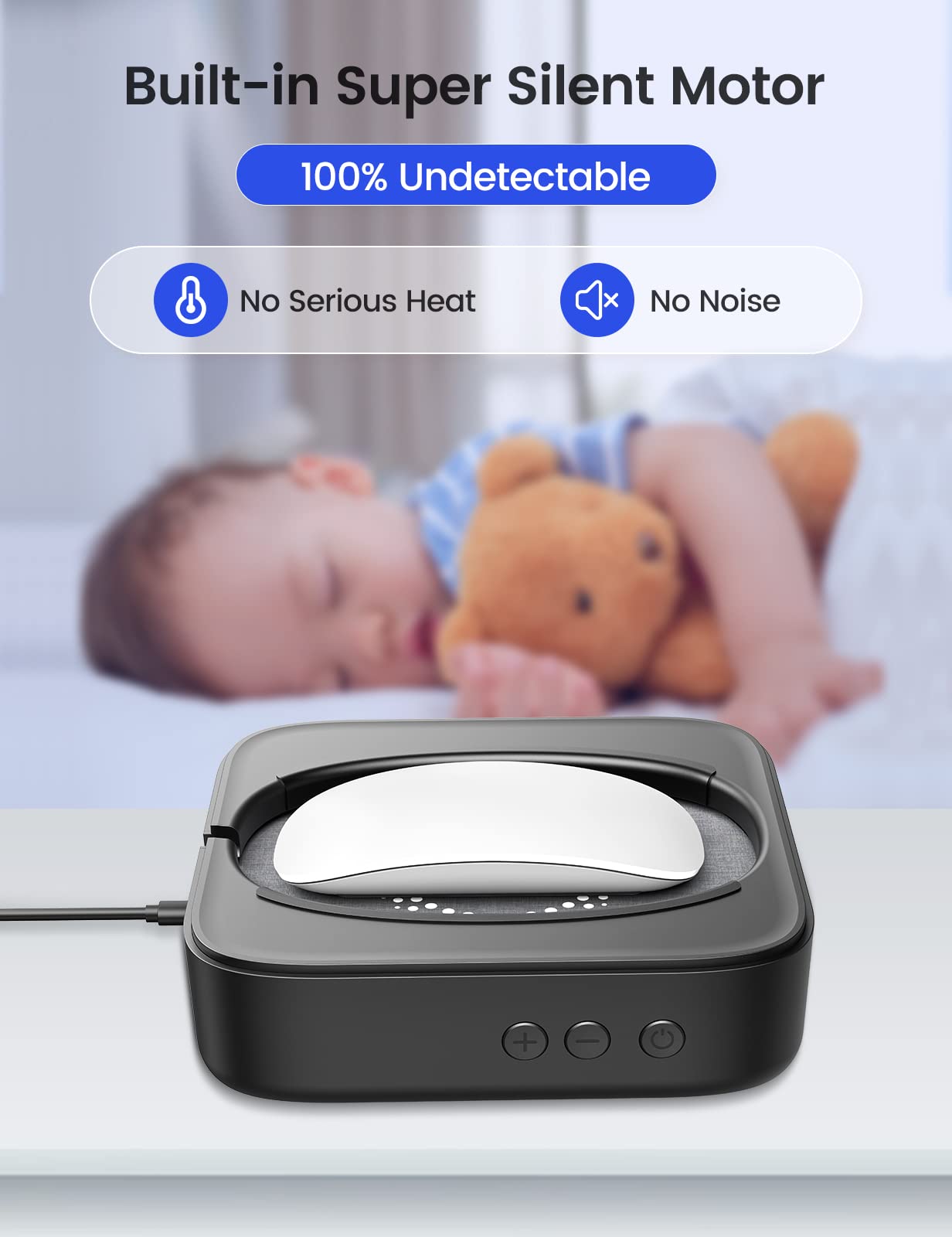 Undetectable Mouse Jiggler - Adjustable Interval & Screen Mouse Mover Device - Auto Mouse Shaker Wiggler for All Mice Sizes - Random Movement Technology - Perfect for Remote Work, Online Meetings & Computer Monitoring
