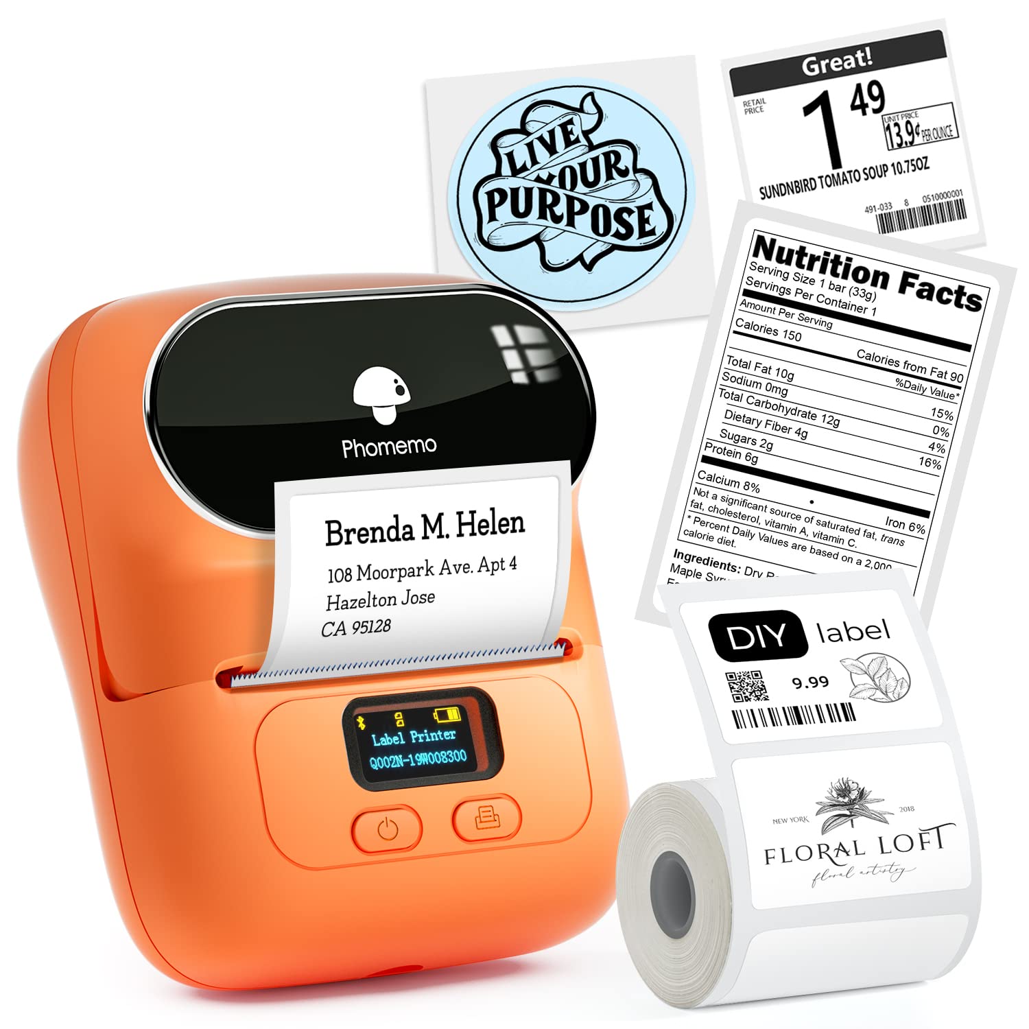 Phomemo M110 Mini Bluetooth Sticker Printer for Labels, Tags & Mailing - Home & Office Use