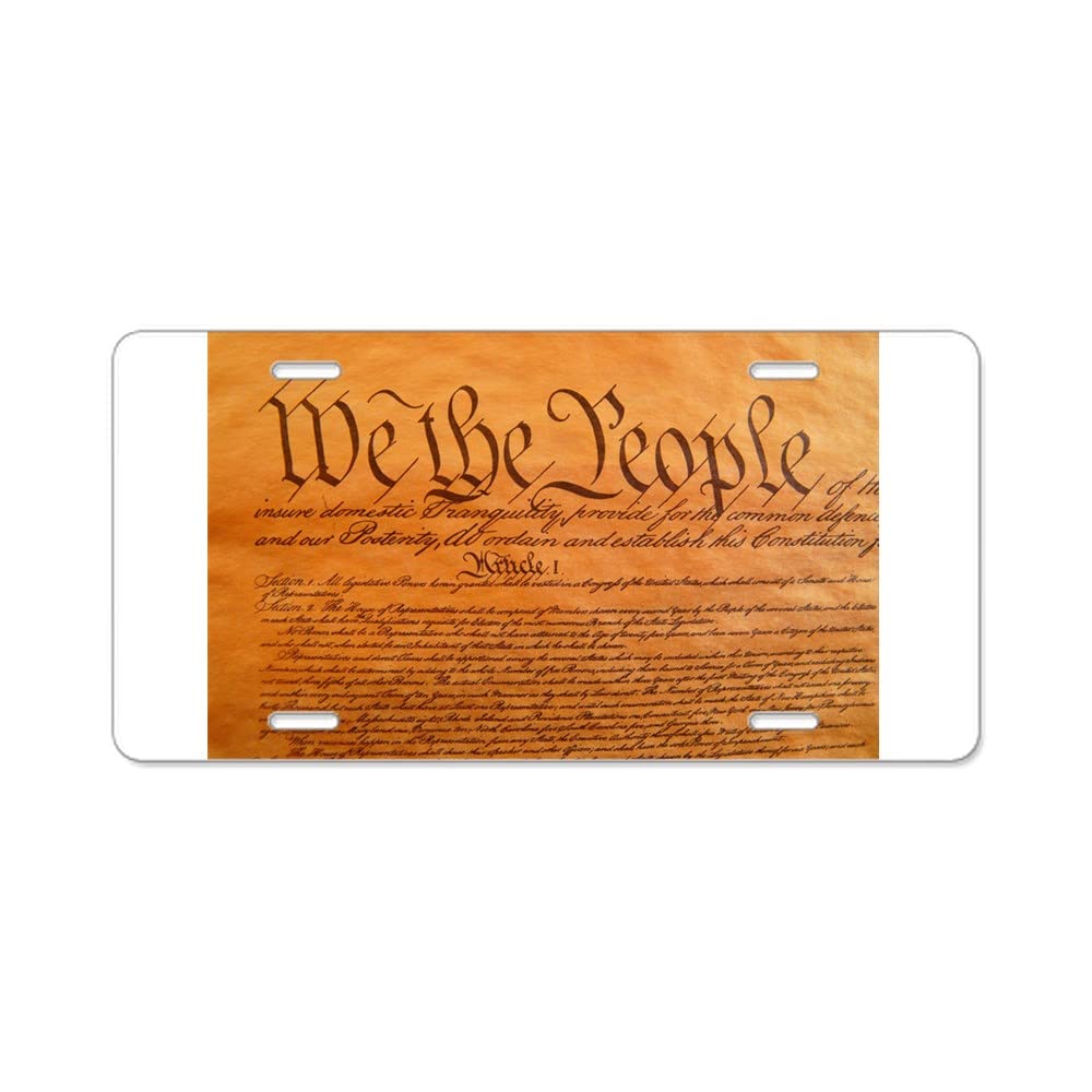 The US Constitution Aluminum License Plate - Front Vanity Tag for Cars & Trucks - Perfect for Patriotic Decor & American History Enthusiasts
