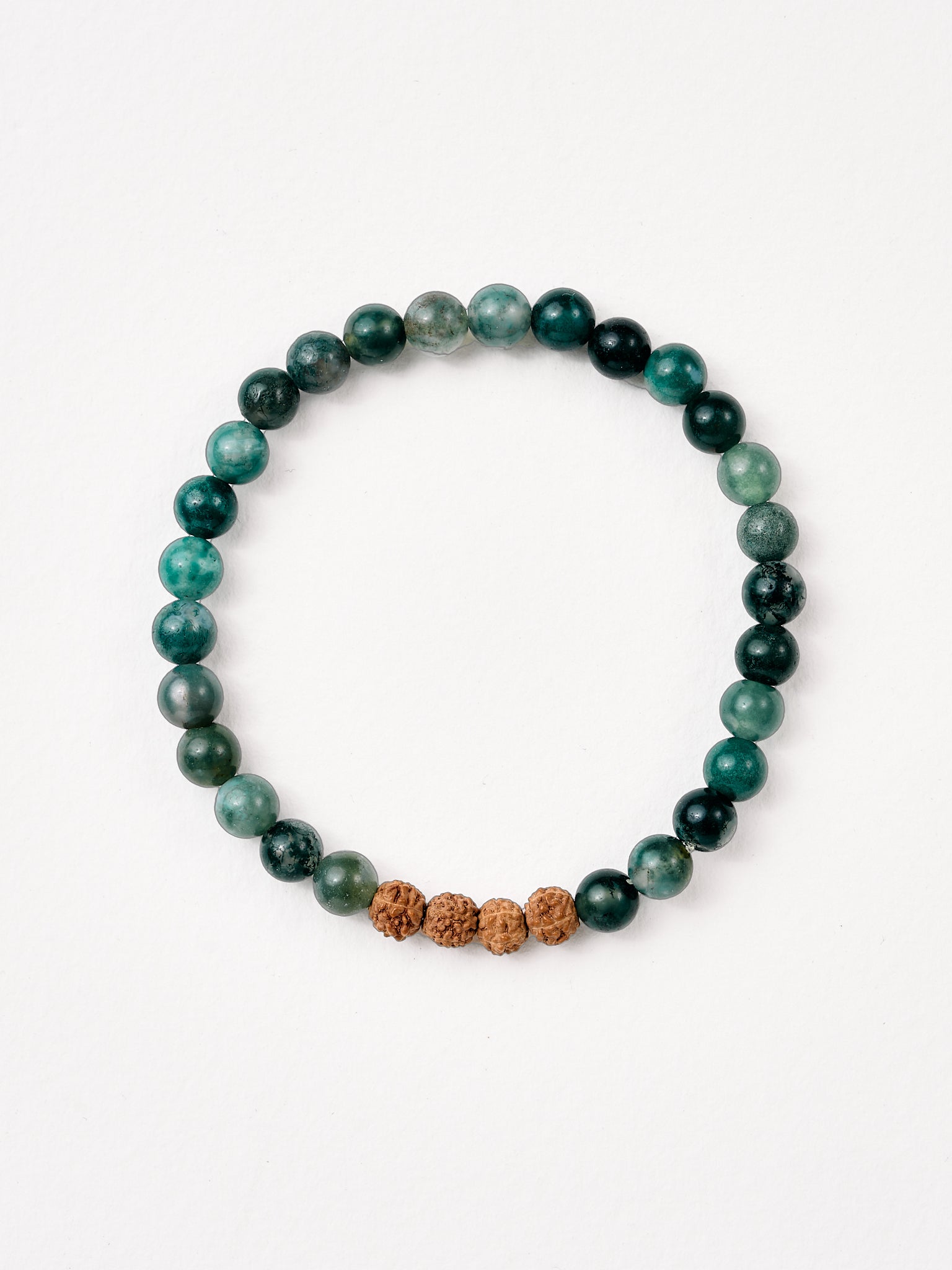 Green Moss Agate Mala Bead Bracelet for Meditation, Yoga & Spiritual Healing - Natural Stone Buddhist Prayer Beads for Mindfulness & Stress Relief