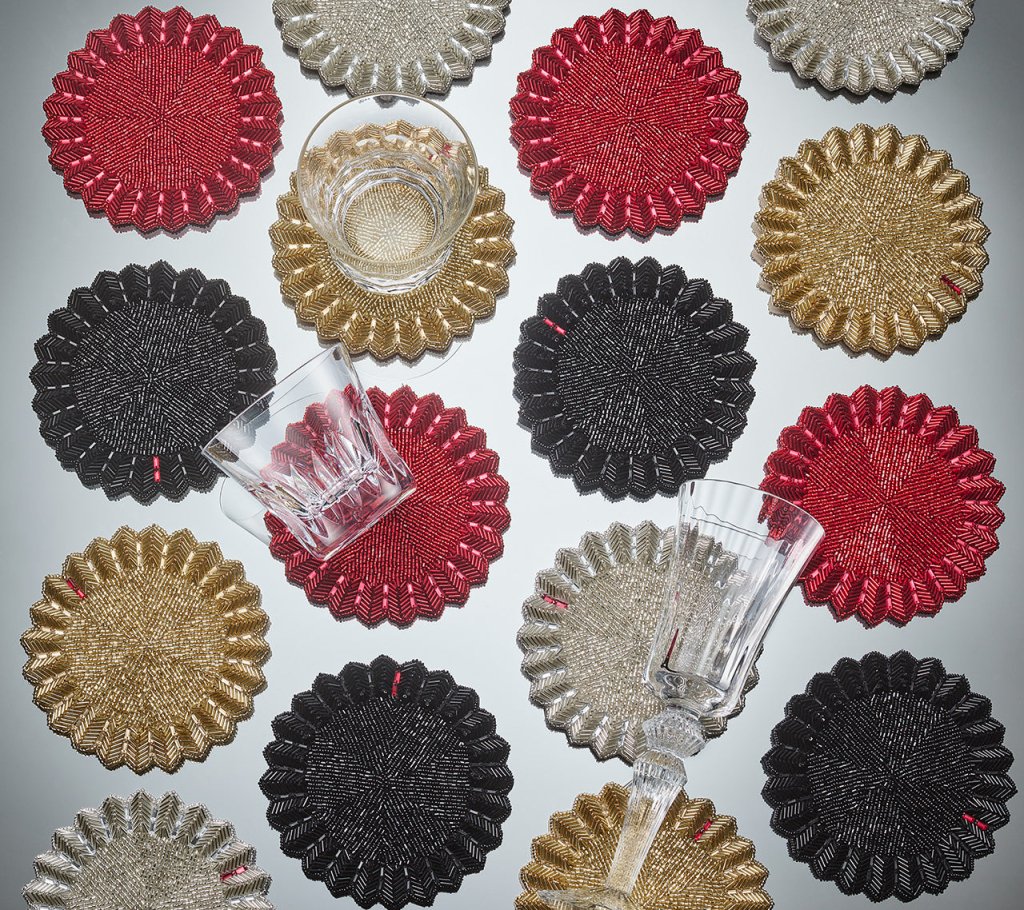 Red Etoile Coasters Set of 4 - Elegant Drink Coasters with Gift Box - Perfect for Home Decor, Dinner Parties & Housewarming Gifts