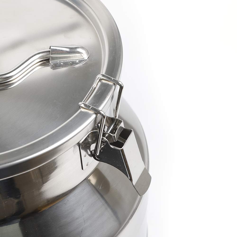 20 Liter Stainless Steel Milk Can - 5.25 Gallon Heavy Duty Metal Pail with Airtight Lid for Milk, Wine & Liquid Storage - Perfect for Dairy Farms, Home Brewing & Commercial Food Service