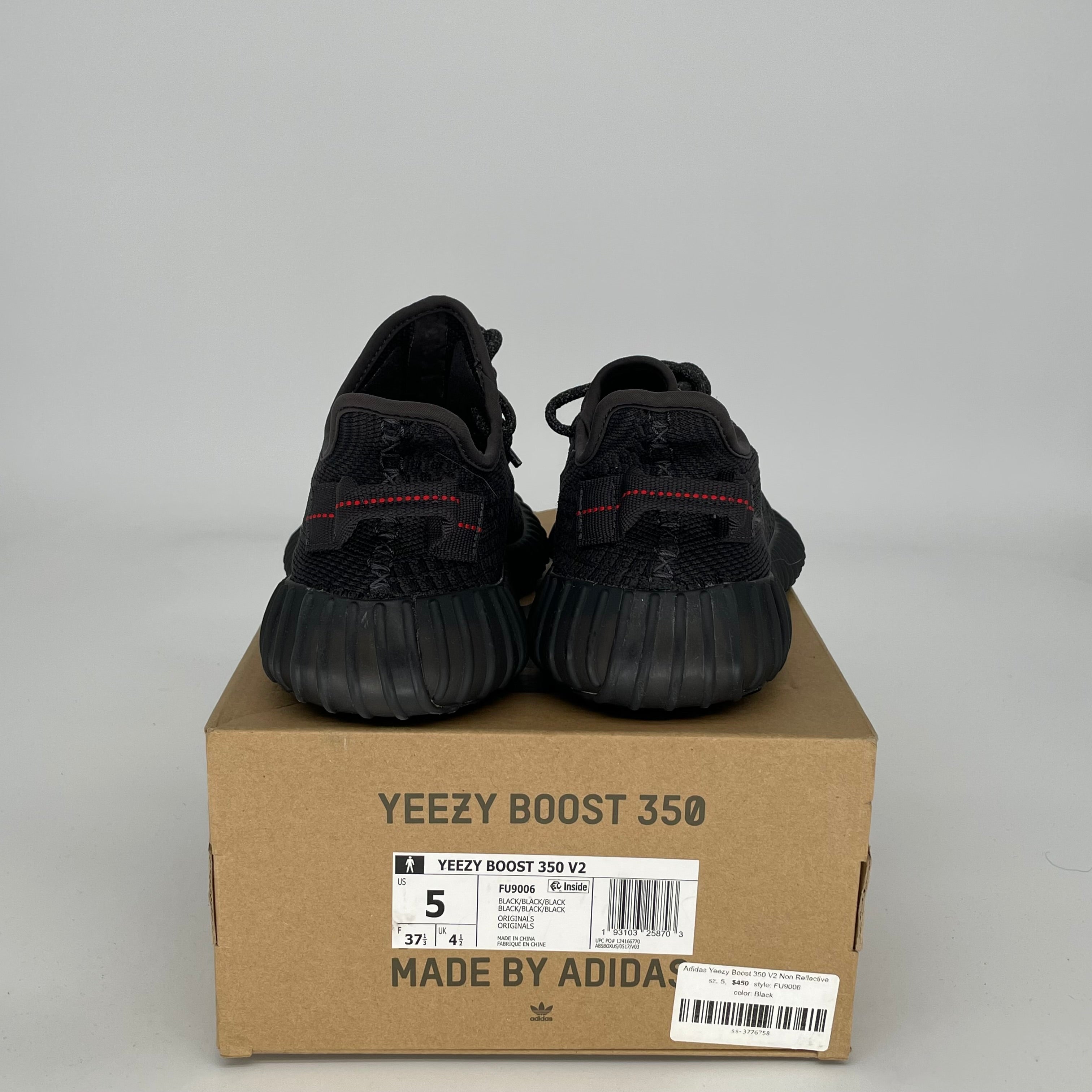 Adidas Yeezy Boost 350 V2 Black Non-Reflective Men's Running Shoes Size 5 - Stylish & Comfortable Sneakers for Casual Wear, Gym & Street Fashion