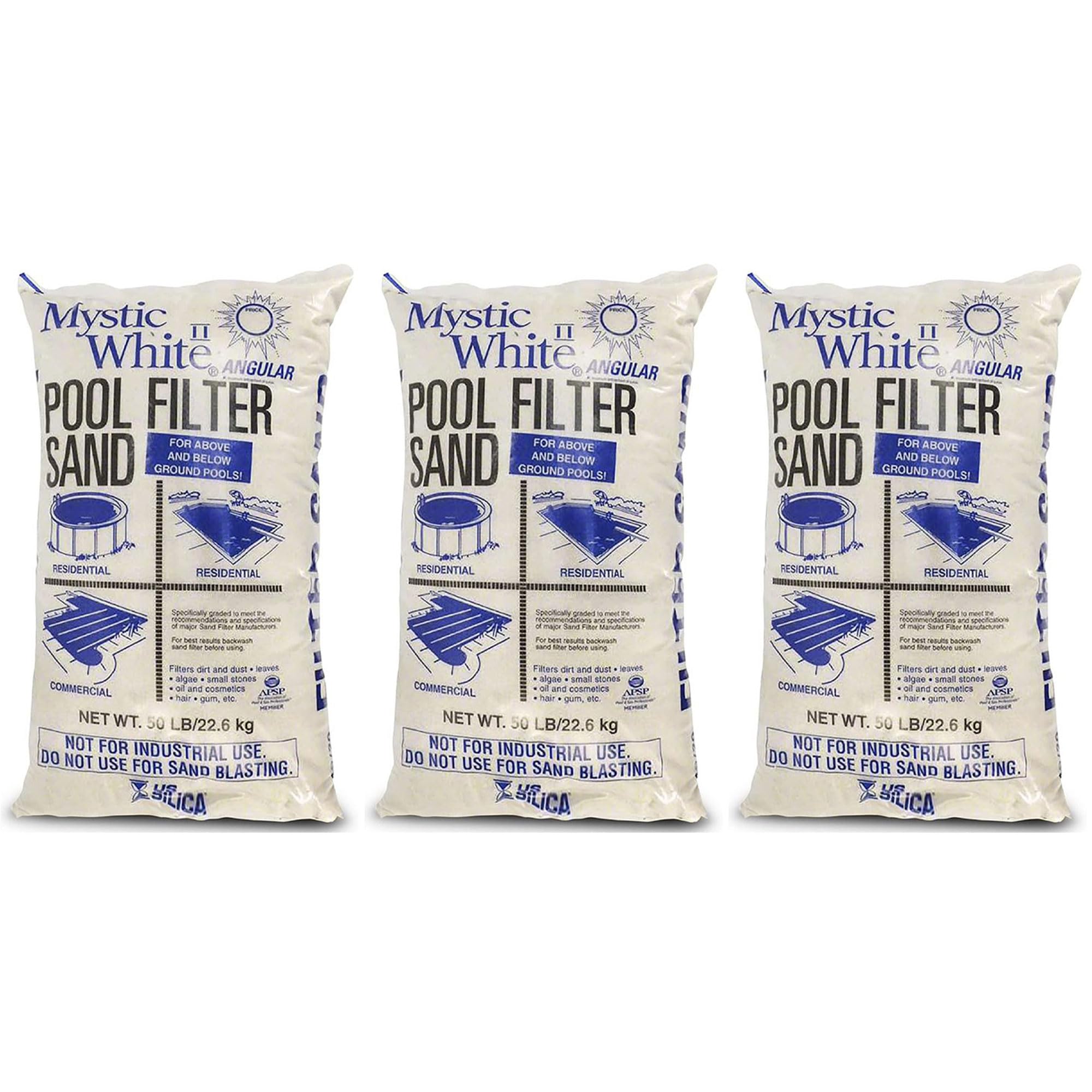 Premium Swimming Pool Filter Sand - 50 lb Mystic White Non-Corrosive Sand for Above Ground Pools | Safe, Long-Lasting Pool Filter Media | Perfect for Backyard, Inground & Above Ground Pool Maintenance
