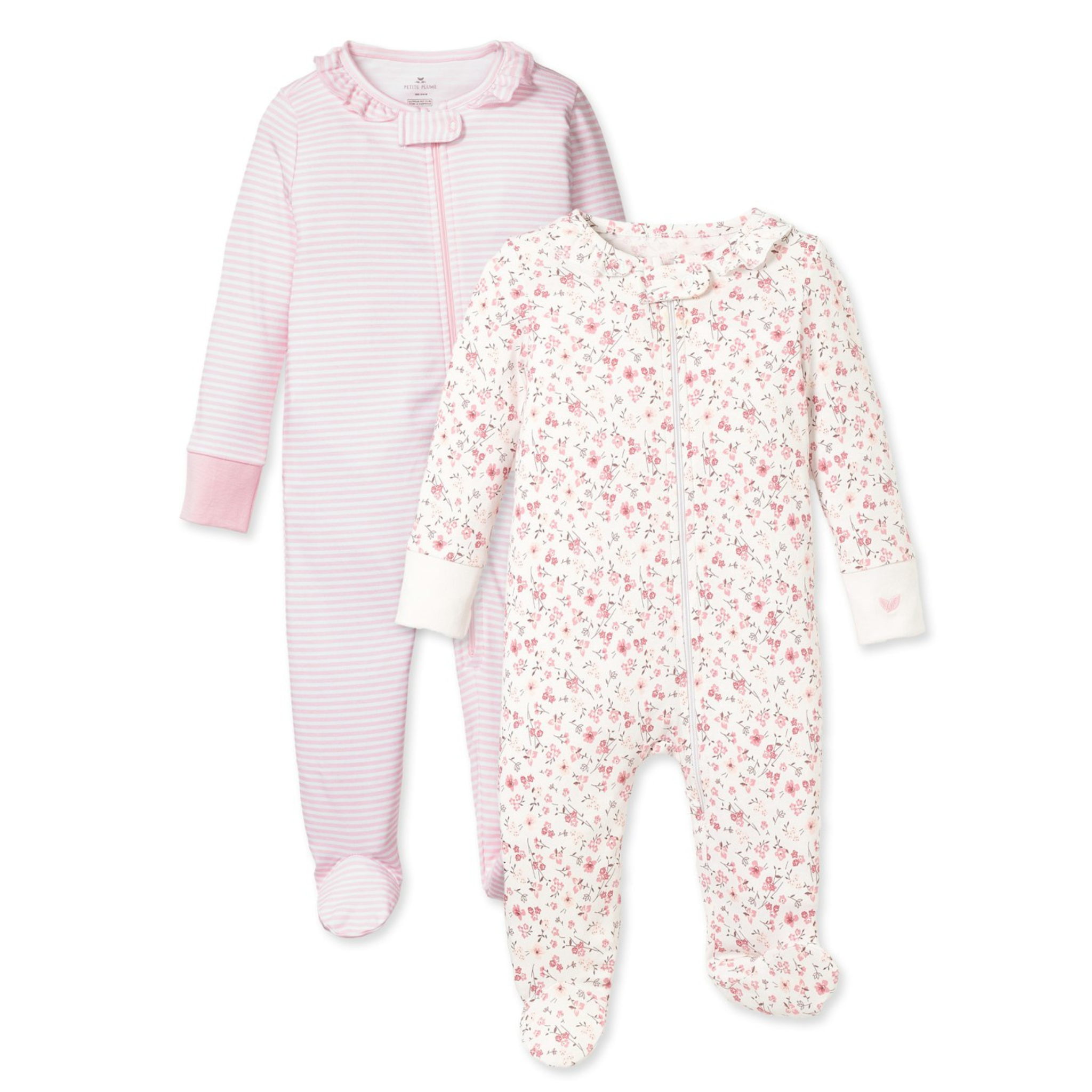 Premium Baby Pima Cotton Ruffle Collar Romper Set - Pink Stripe & Dorset Floral Outfits for Newborns & Infants | Perfect for Photoshoots, Birthday Parties & Special Occasions