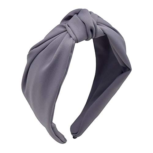 Stylish Knotted Turban Headband for Women - Solid Gray Wide Hair Band - Perfect for Yoga, Workouts, and Everyday Fashion Accessories