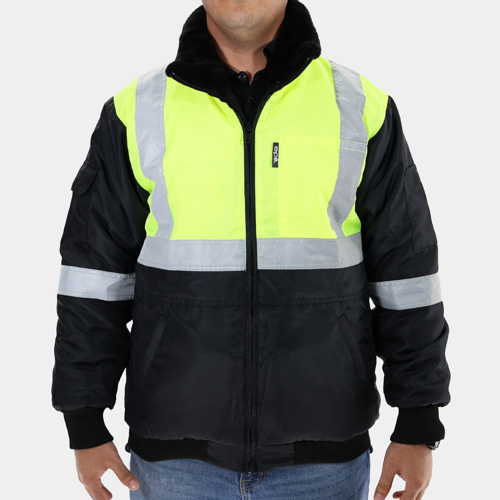 High Visibility Reflex Safety Jacket - Yellow Reflective Vest for Construction, Cycling & Outdoor Work | ANSI Certified for Enhanced Visibility