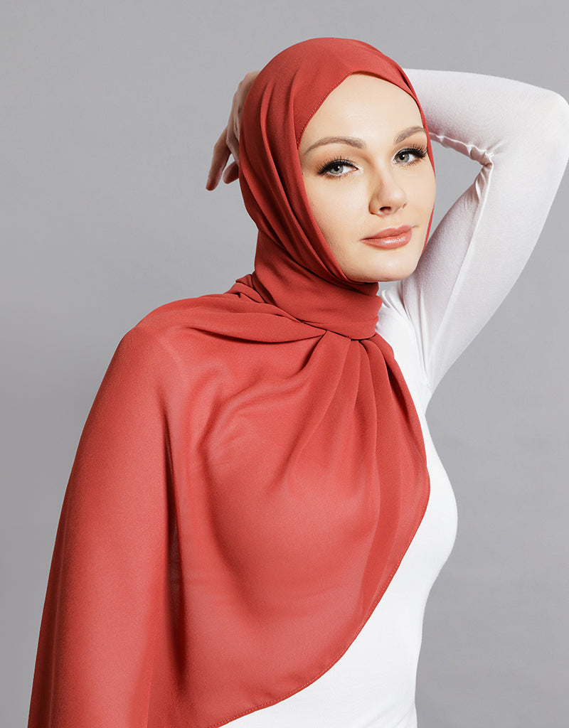 Elegant Chiffon Shawl in Shades of Red - Lightweight Scarf for Women - Perfect for Weddings, Parties & Evening Events