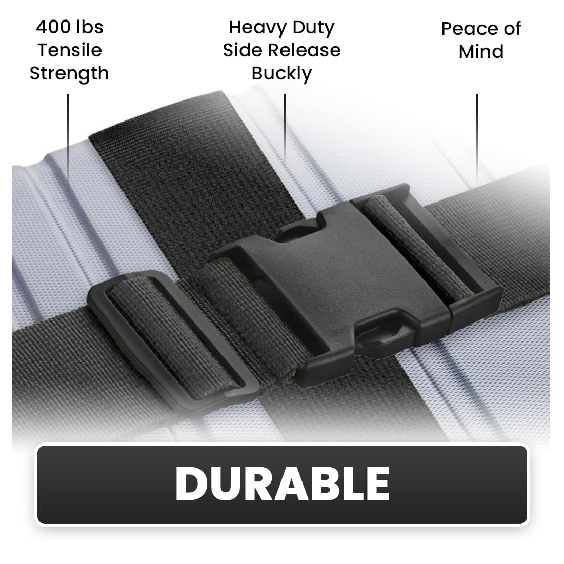 L'AIKEAU 4-Pack Adjustable Luggage Straps for Suitcases, Backpacks & Travel Bags - Secure Travel Accessories with Heavy-Duty Buckles (Black) - Perfect for Airports, Train Travel & Road Trips