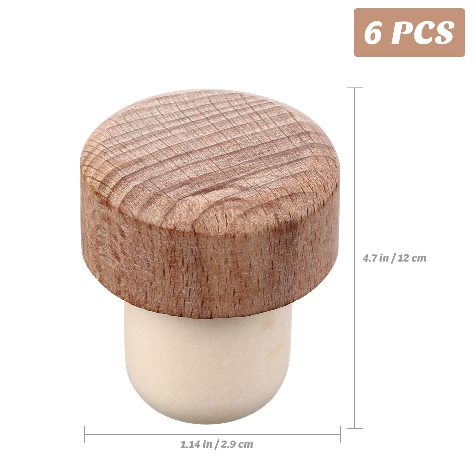 6PCS Reusable Wine Stoppers - T-Shaped Wooden & Rubber Corks for Wine & Beer Bottles | DIY Craft & Home Bar Accessories | Perfect for Parties, Gifts & Wine Storage