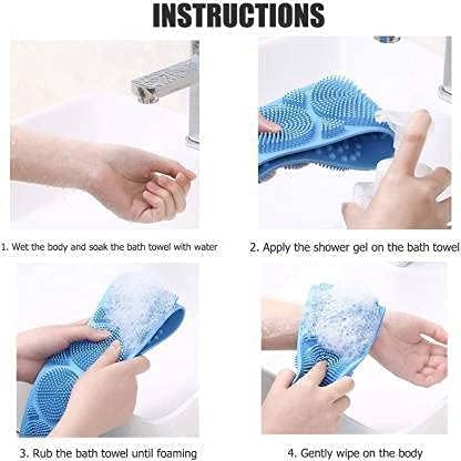 PAVITYAKSH Silicone Body Scrubber - Exfoliating Belt for Shower & Bath, Deep Cleaning Massage for Men & Women