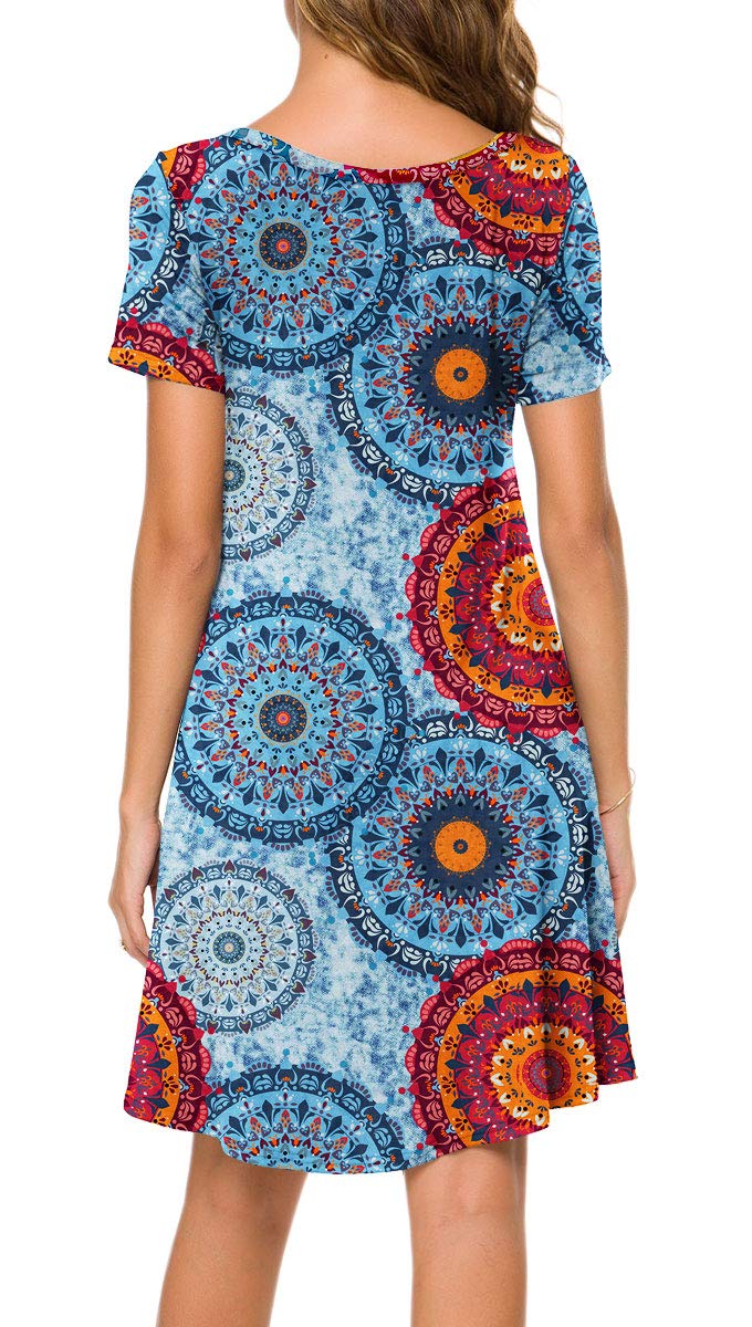 POPYOUNG Women's Summer Casual T-Shirt Dress 2025 - Crew Neck Short Sleeve Beach Cover Up Sundress for Women | Perfect for Beach Vacation, Pool Party & Summer Outings