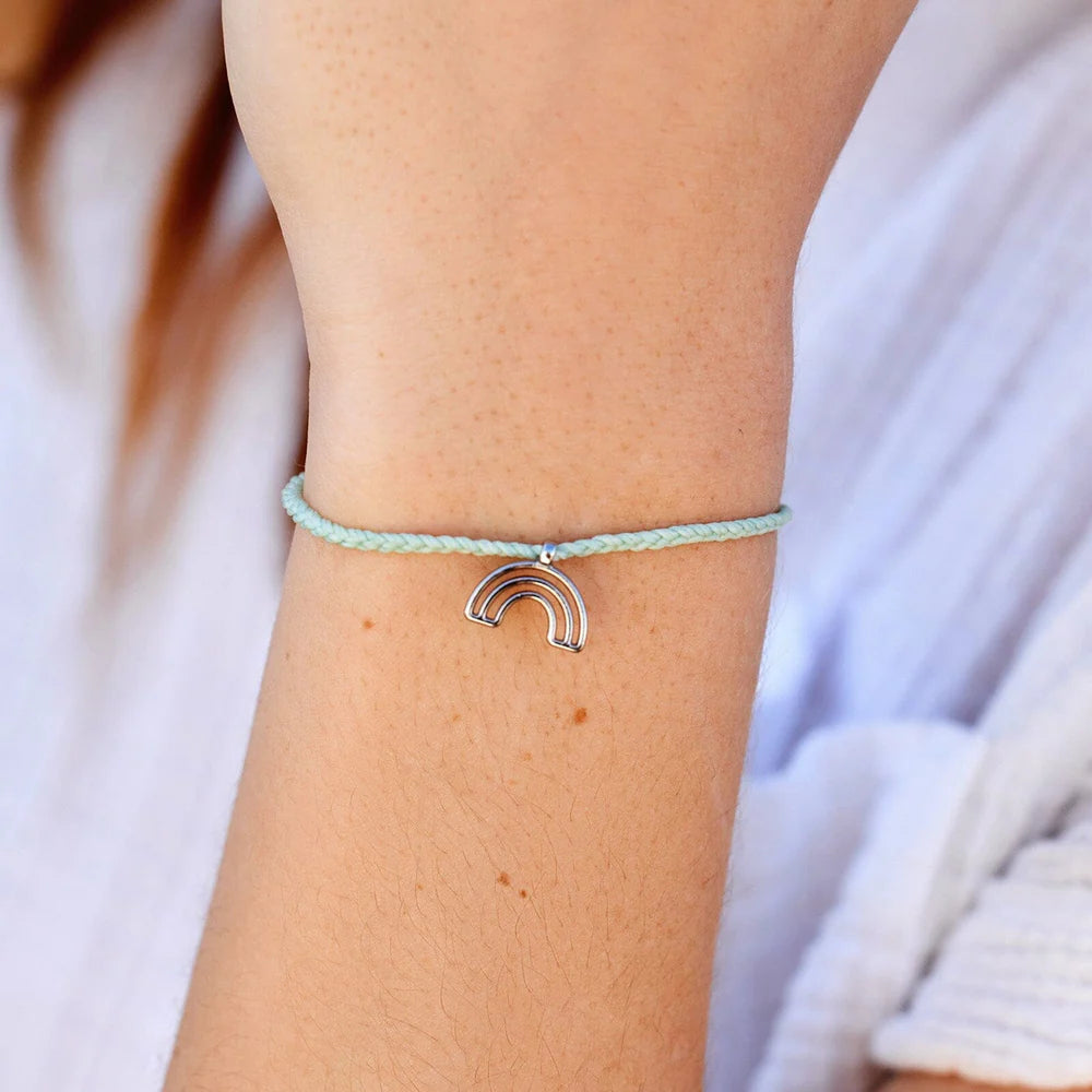 Chasing Rainbows Silver Charm Bracelet - Dainty Adjustable Bracelet for Women, Trendy Layered Jewelry Gift for Birthday, Anniversary | Perfect for Everyday Wear, Special Occasions & Boho Fashion