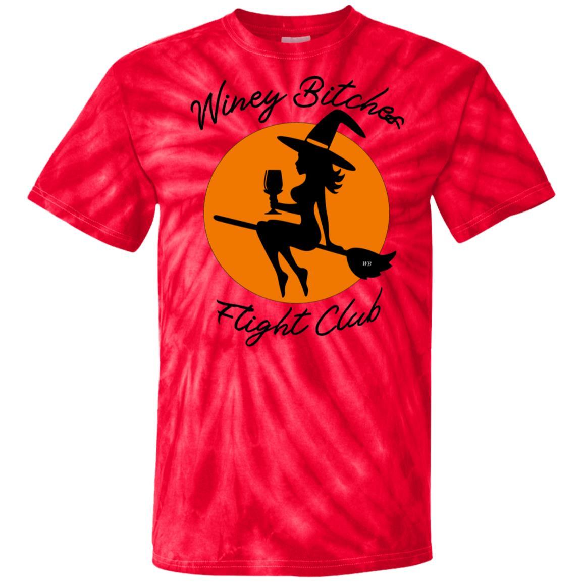 WineyBitches.Co Winey Bitches Flight Club 100% Cotton Tie Dye T-Shirt for Women | Soft & Comfortable Casual Tee | Perfect for Wine Tasting, Girls Night Out & Summer Festivals