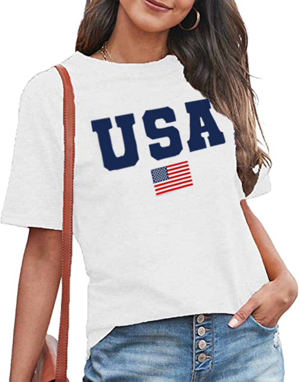 Women's 4th of July Patriotic Short Sleeve T-Shirts - Casual Loose Fit Summer Tops for BBQ, Beach & Independence Day Celebrations