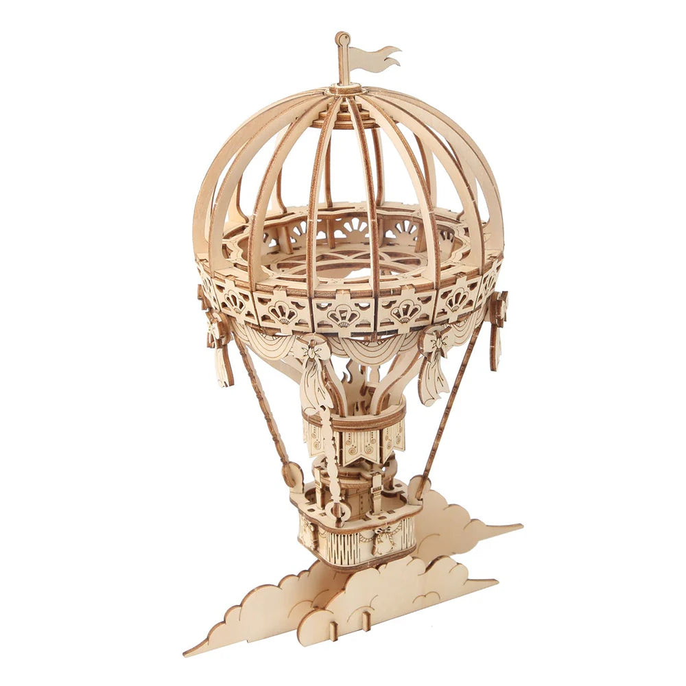 ROBOTIME DIY Hot Air Balloon Wooden Model Kit - 3D Puzzle for Adults & Teens - Perfect for Home Decor, Gifts, and STEM Education Projects