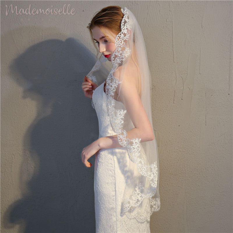 Elegant Donna Veil for Weddings - Bridal Veil with Lace Trim for Church Ceremonies & Formal Events