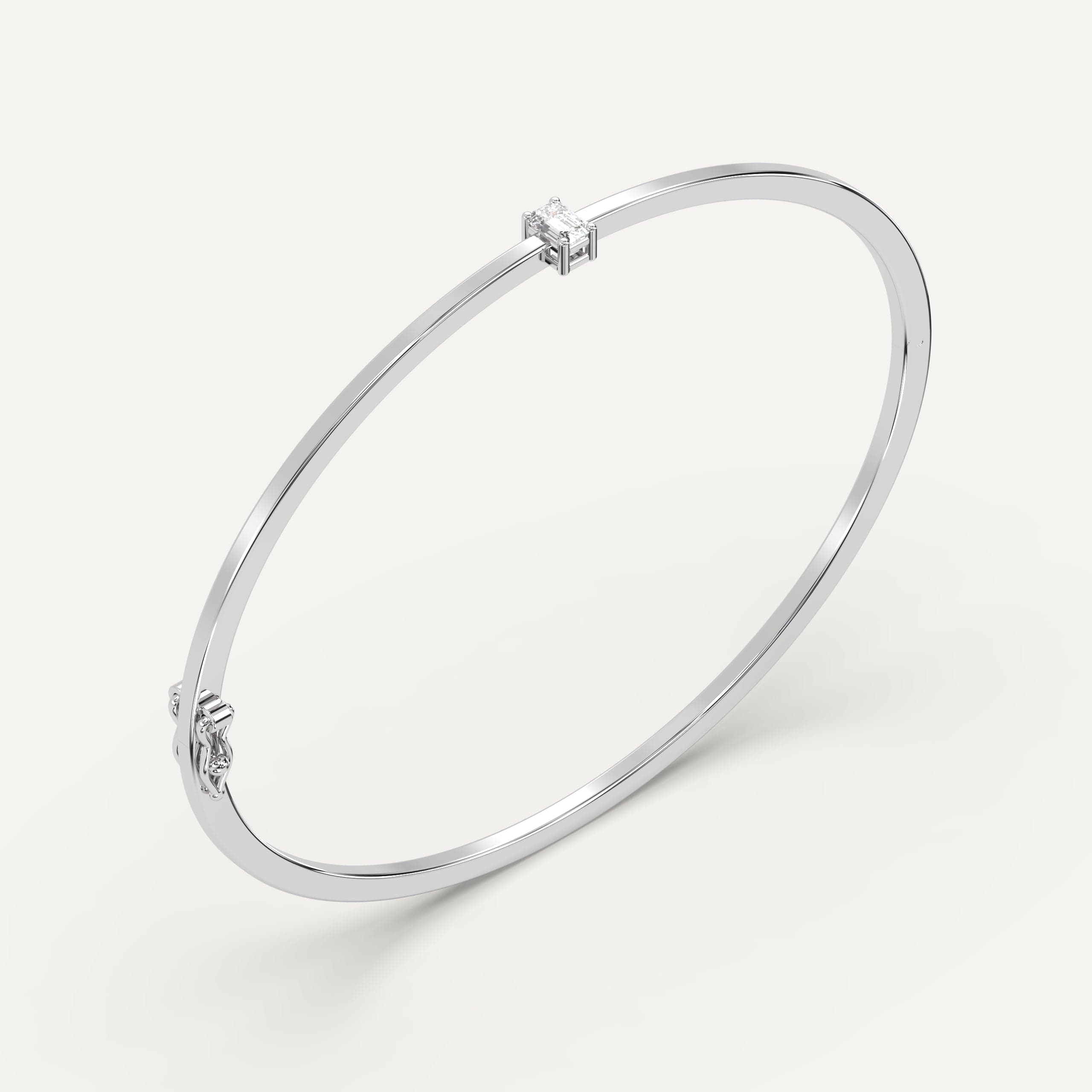 1/4 Carat Emerald Diamond Solitaire Bangle Bracelet for Women - Elegant Sterling Silver Jewelry Gift for Anniversary, Birthday & Special Occasions