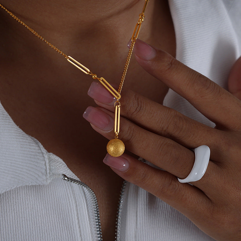 18K Gold Star Ball Pendant Necklace with Half Chain - Elegant Layered Jewelry for Women | Perfect for Date Night, Party & Everyday Wear