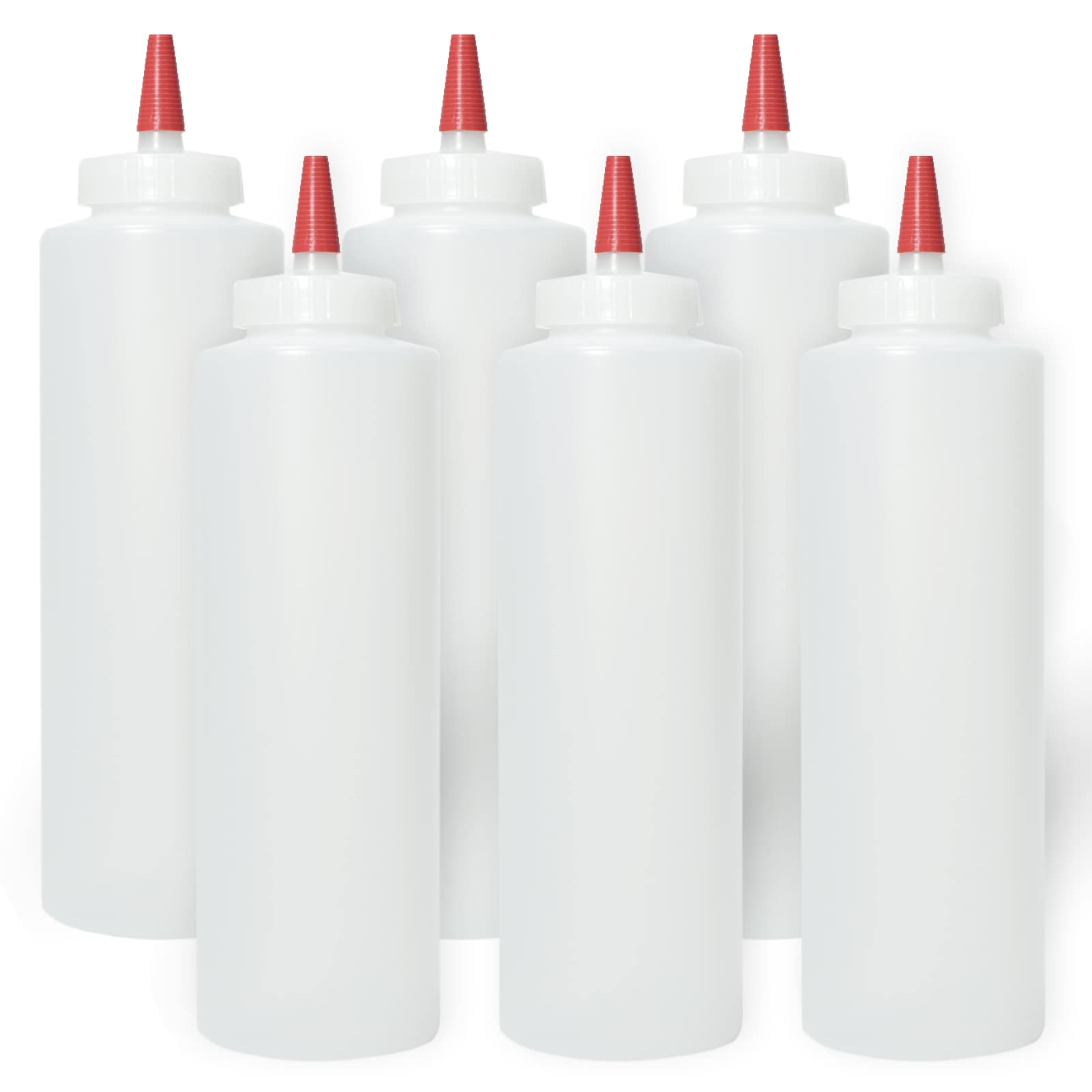 Pinnacle Mercantile 16oz Plastic Squeeze Condiment Bottles with Red Tip Cap - Set of 60 Wide Mouth Containers for Ketchup, Mustard & Sauces - Perfect for Restaurants, Catering & Home Kitchens