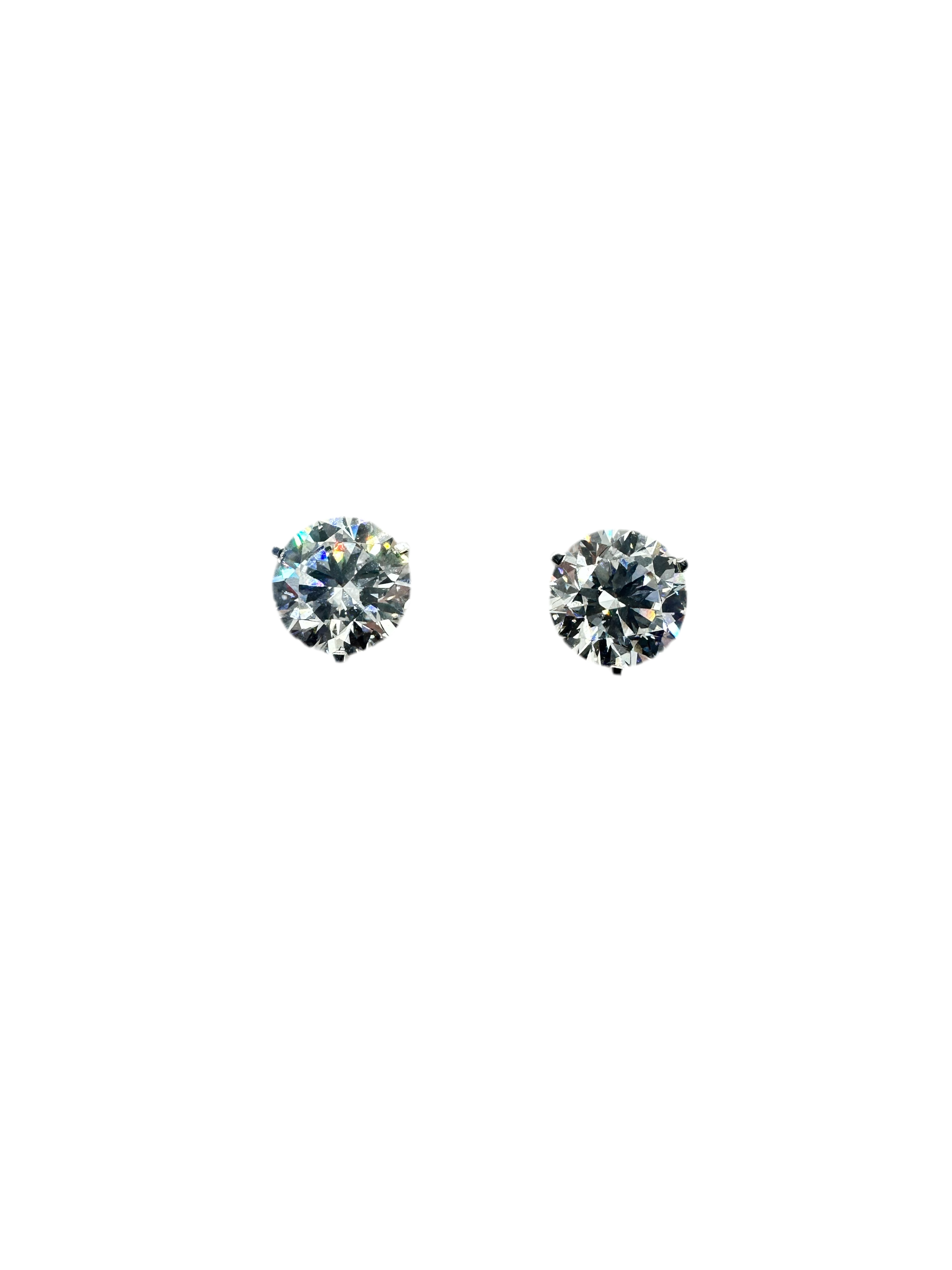 3 Carat Diamond Stud Earrings for Women - 14K White Gold Prong Set Round Cut Solitaire Earrings - Perfect for Weddings, Anniversaries & Special Occasions