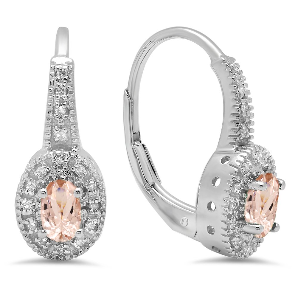 Dazzlingrock 10K Solid White Gold Halo Millgrain Hoop Earrings for Women | Elegant Jewelry Gift for Brides, Parties & Special Occasions