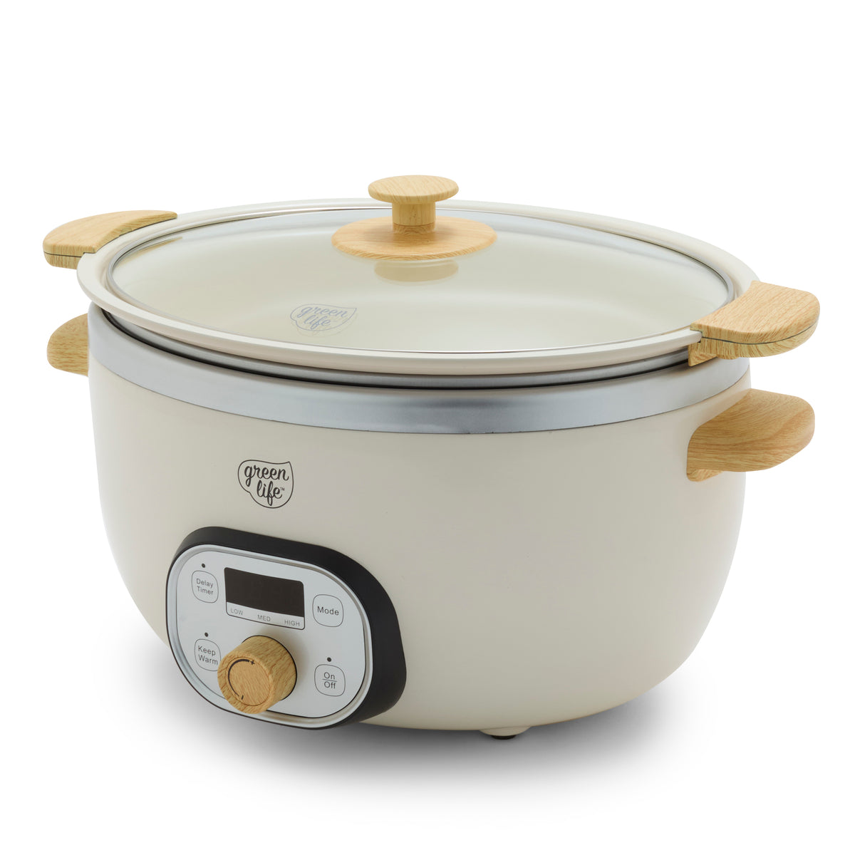 GreenLife Healthy Duo 6 Quart Slow Cooker with Cream Finish | Non-Toxic Ceramic Cooking Pot for Healthy Meals | Perfect for Soups, Stews, and Family Dinners