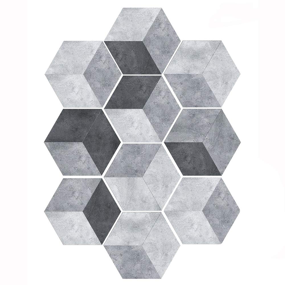 Hexagon Concrete Tile Stickers - Industrial Cement Style Grey Peel and Stick Floor Tiles for Bathroom, Kitchen, Home - Anti-Skid & Durable DIY Wall Decals | Perfect for Home Renovation, Rental Upgrades & Commercial Spaces