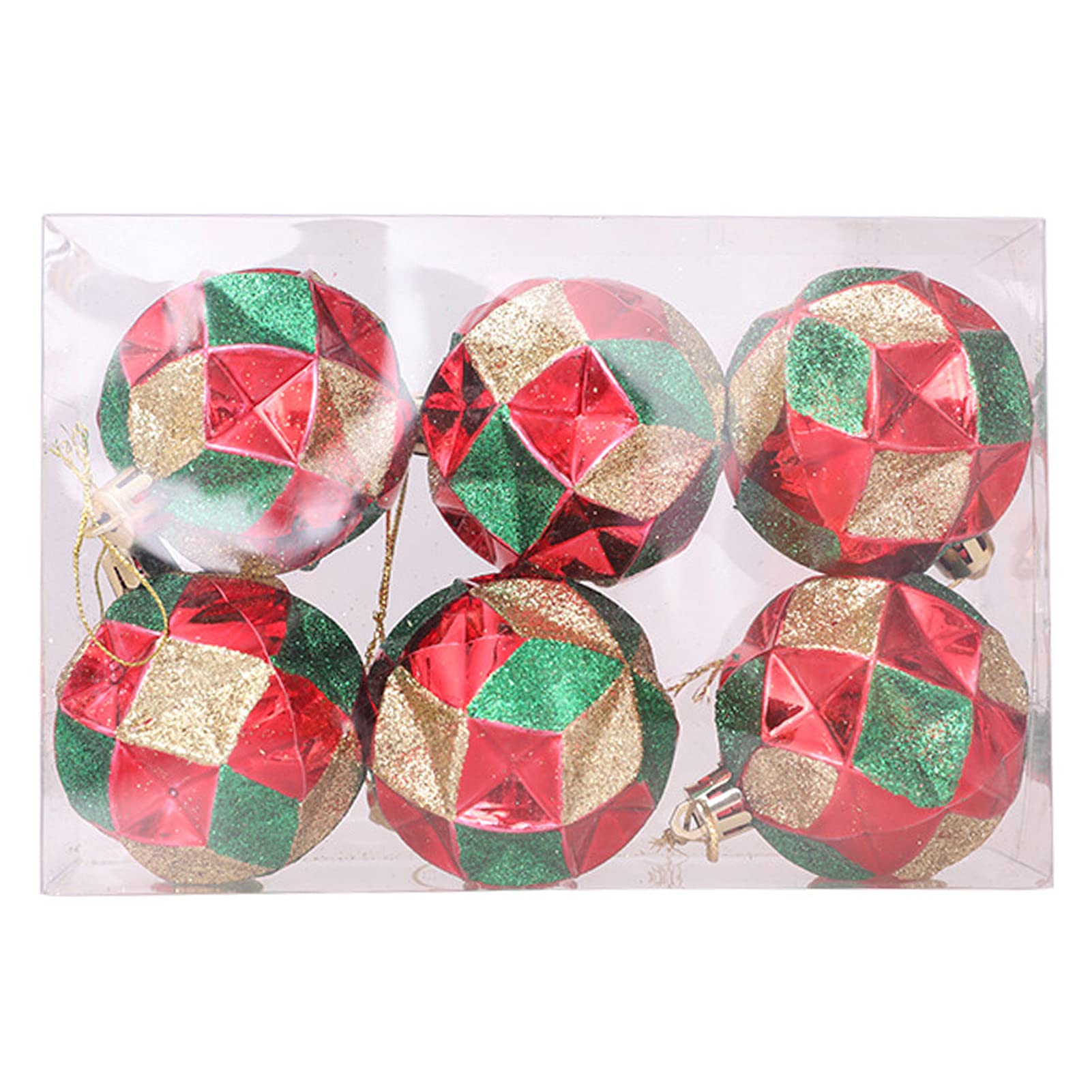 6Pcs Unique Shaped Christmas Ornaments - Glossy Plastic Hanging Balls for Xmas Tree, Holiday, Wedding & Party Decor - Elegant Home Decoration for Festive Season & Special Events