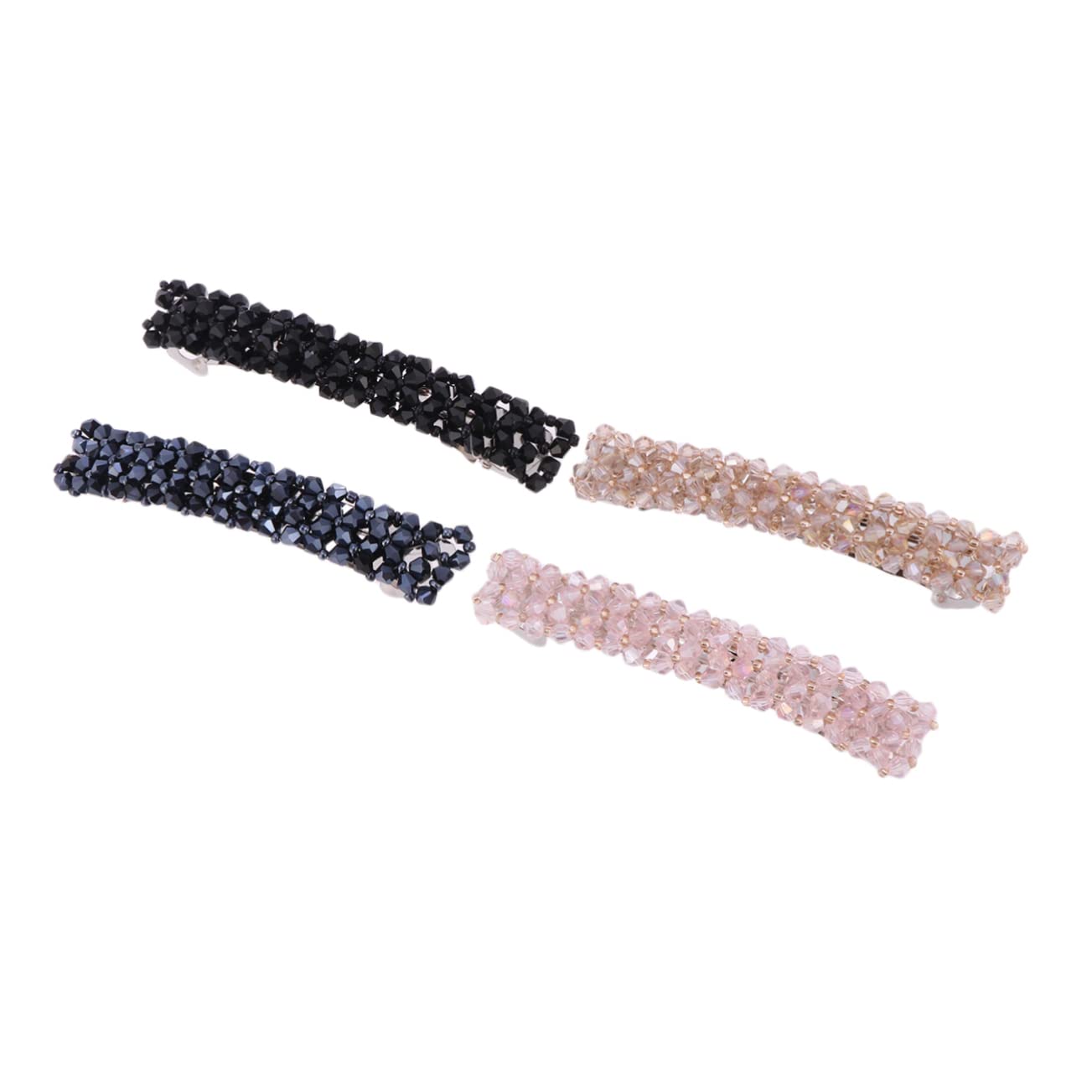 Minkissy 4pcs Black Hair Claw Clips for Women - Crystal Barrettes & Spring Hairpins for Girls, Fashion Hair Accessories for Daily Use, Parties & Weddings