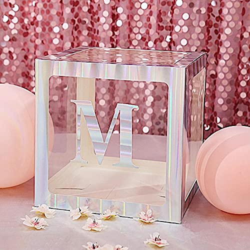 4 Pack Iridescent 5 Inch Letter M Stickers - Waterproof Vinyl Wall Decals for Bedroom, Nursery, Party Backdrop Decorations - Perfect for DIY Wall Art, Photo Booth Backgrounds & Home Decor