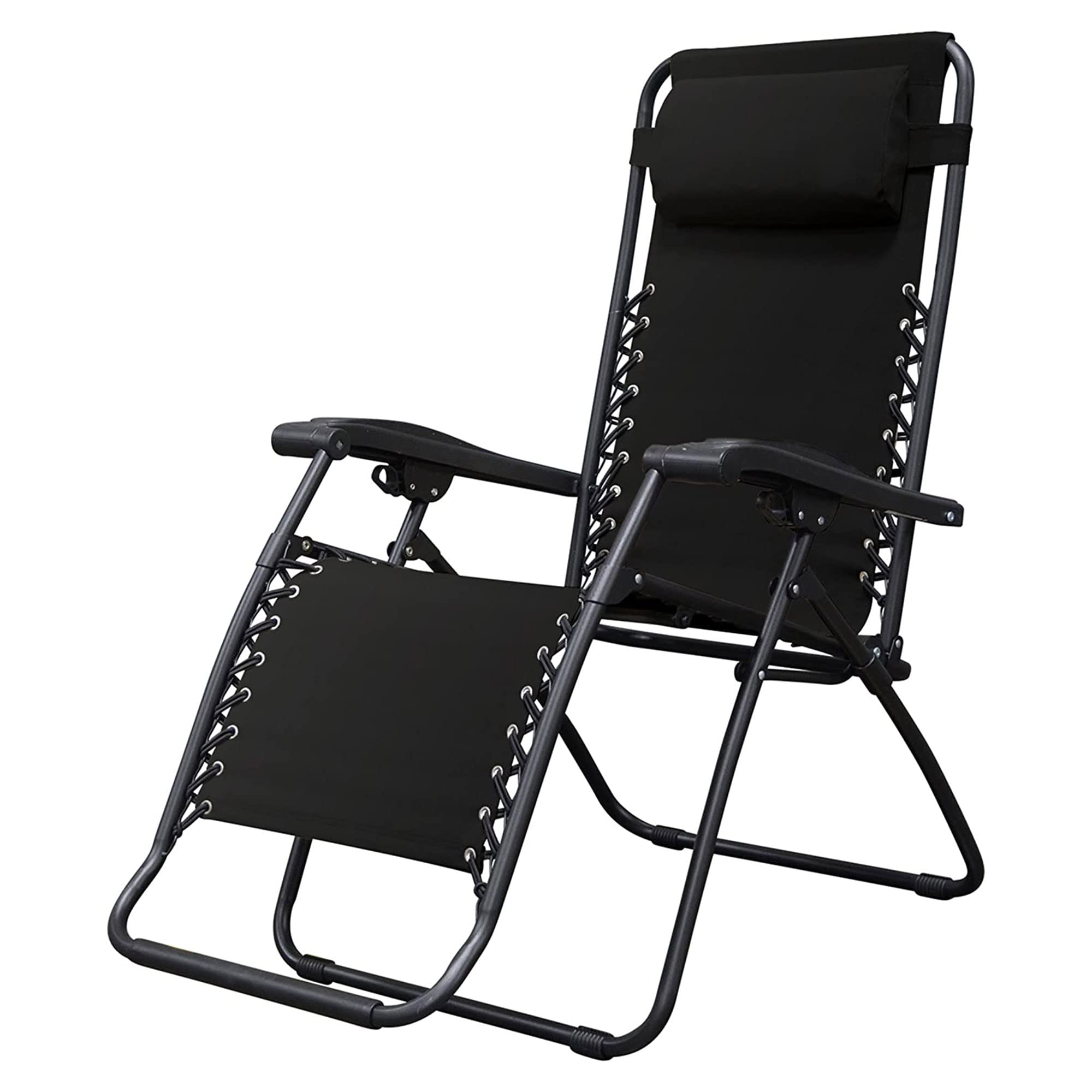 **Adjustable Zero Gravity Folding Camping Chair with Headrest - Portable Outdoor Lounge Chair for Patio, Lawn, Deck & Backyard (Pair, Black) - Perfect for Relaxing, Sunbathing & Camping Trips**