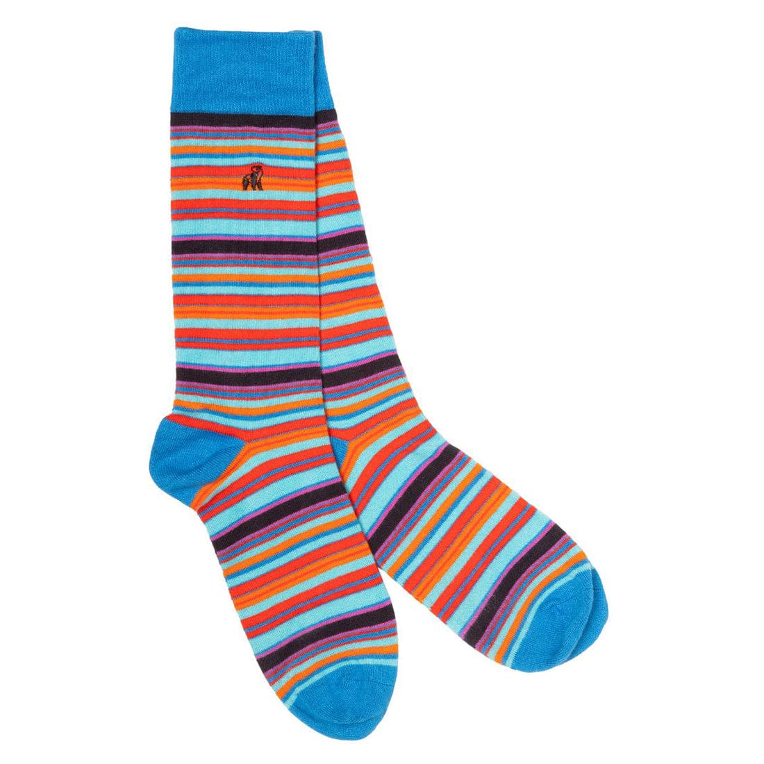 Blue and Red Narrow Striped Bamboo Socks for Men & Women - Soft Breathable Comfortable Ankle Socks for Running, Yoga, and Daily Wear