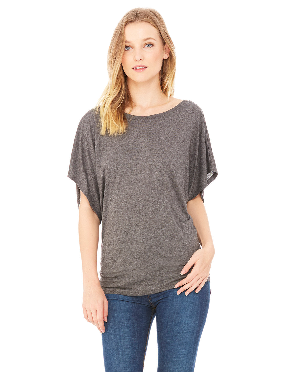 Bella + Canvas 8821 Women's Flowy Dolman T-Shirt with Draped Sleeves - Soft & Comfortable Casual Tee for Everyday Wear, Yoga, and Lounge Outfits