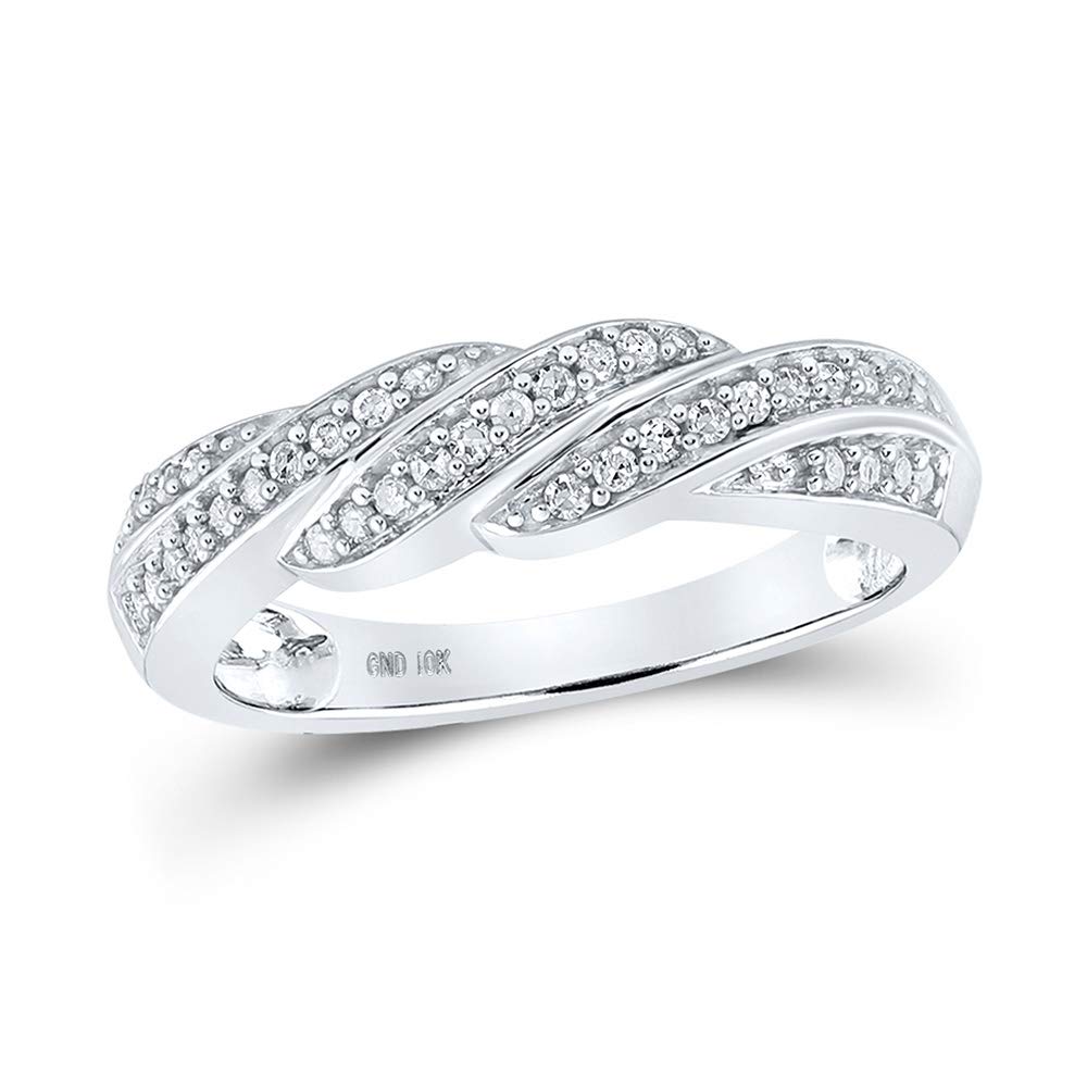 10K White Gold Women's Round Diamond Crossover Band Ring - 1/4 CTTW, Elegant Wedding Band, Anniversary Gift, Stackable Ring for Everyday Wear