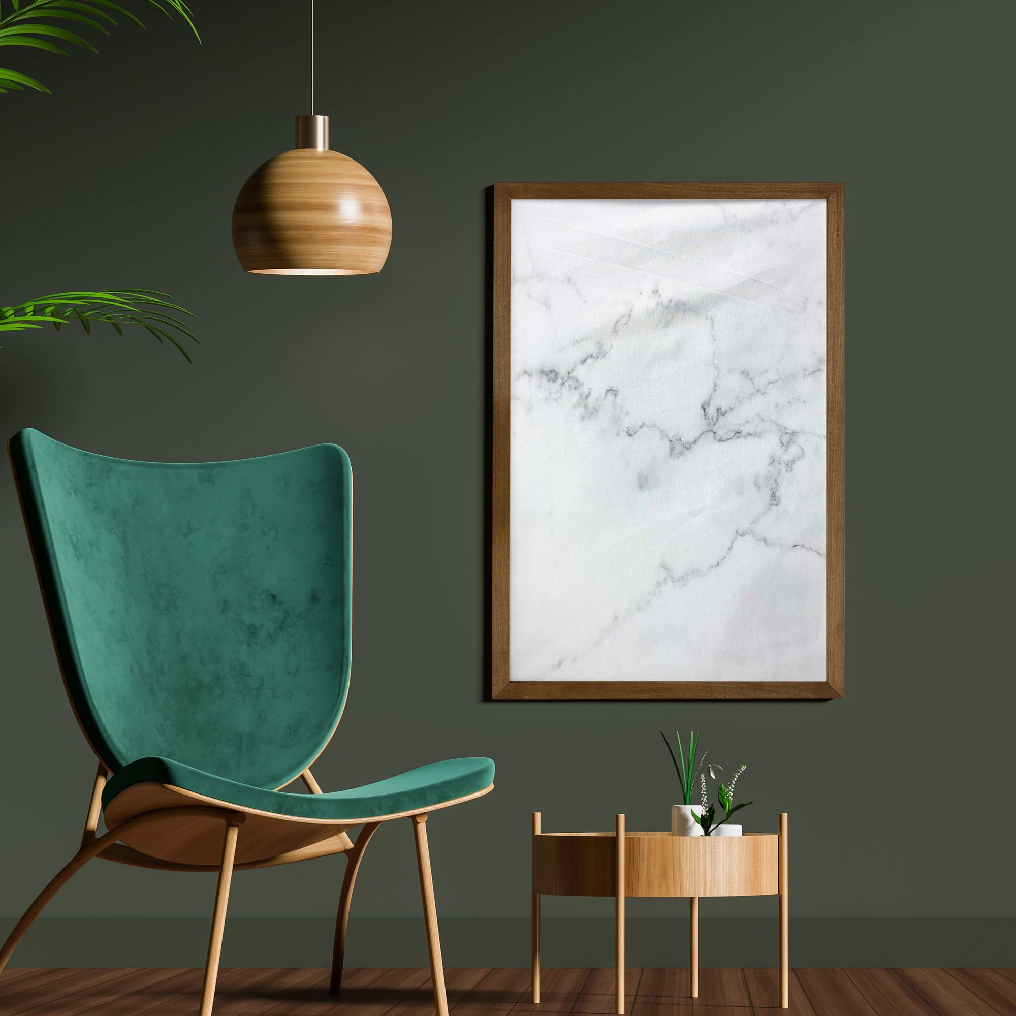 Ambesonne Marble Print Framed Wall Art - Mineral Nature Rock Formation Design with Teak Wood Frame, 23