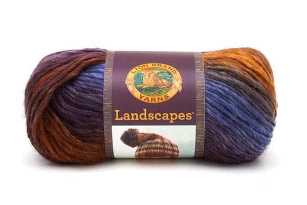 Lion Brand Yarn - Landscapes 6-Pack with Needle Gauge (Mountain Range) - Premium Knitting Yarn for Sweaters, Scarves & Blankets - Perfect for DIY Craft Projects & Gift Making