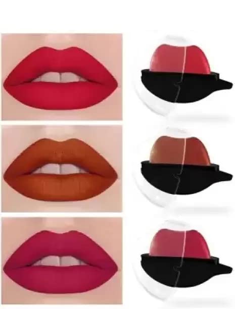 Elecsera Matte Lipstick Set for Women - 3 Pack (Red, Pink, Nude) | 10g Apple & Lip Shape | Long Lasting, Moisturizing Lip Color | Perfect for Daily Wear, Parties & Special Occasions