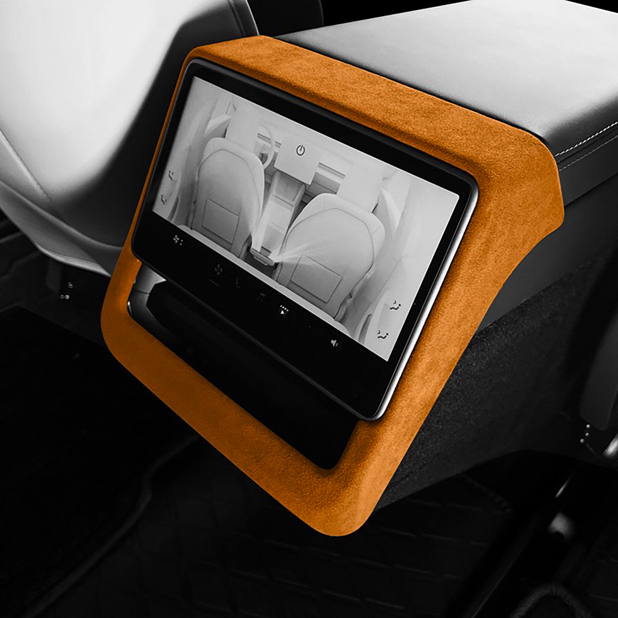 Tesla Alcantara Rear Screen Trim Cover for 2024+ Model 3 Highland & 2025+ Model Y Juniper - Premium Interior Protection for Enhanced Driving Comfort