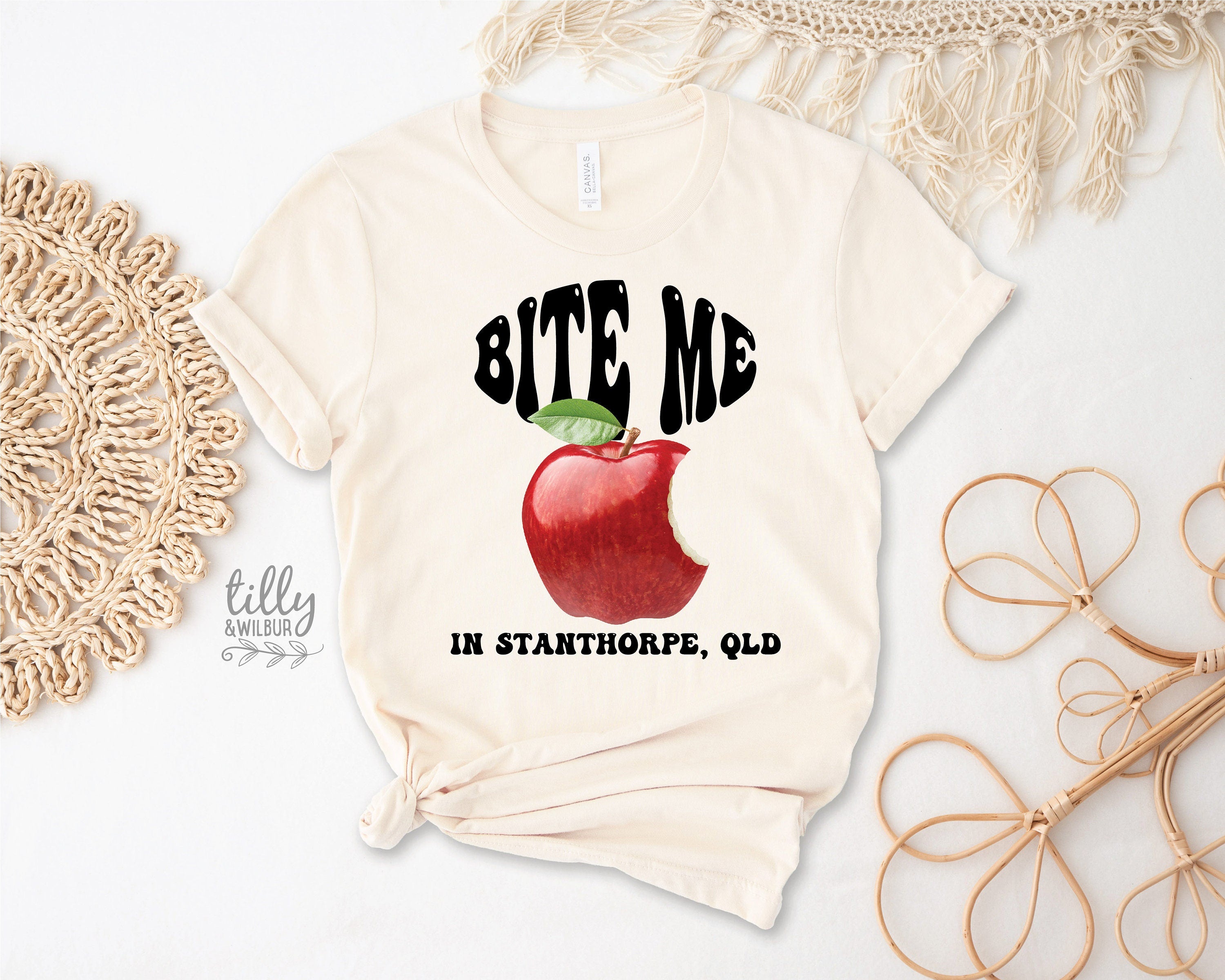 Bite Me in Stanthorpe - Funny Sarcastic T-Shirt for Men & Women | Perfect Gift for Friends & Family | Wear to Parties, Travel & Casual Outings