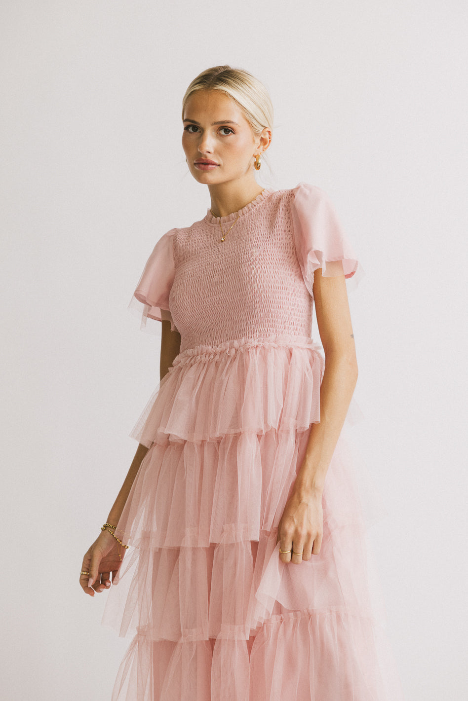 Marcella Ruffle Midi Dress for Women - Floral Print Summer Party Dress with Puff Sleeves | Perfect for Weddings, Beach Vacations & Date Nights