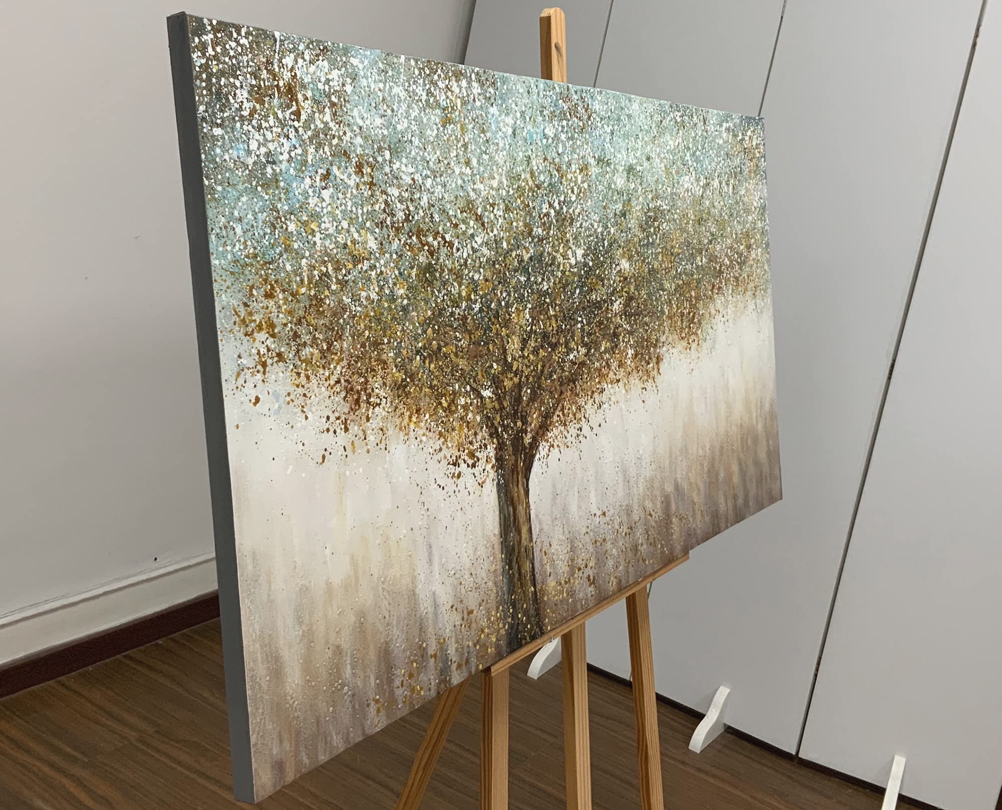 24x48 Inch Hand-Painted Abstract Oil Painting on Canvas - Modern Framed Wall Art Decor for Living Room, Bedroom & Office | Tiancheng Art Contemporary Home Decor