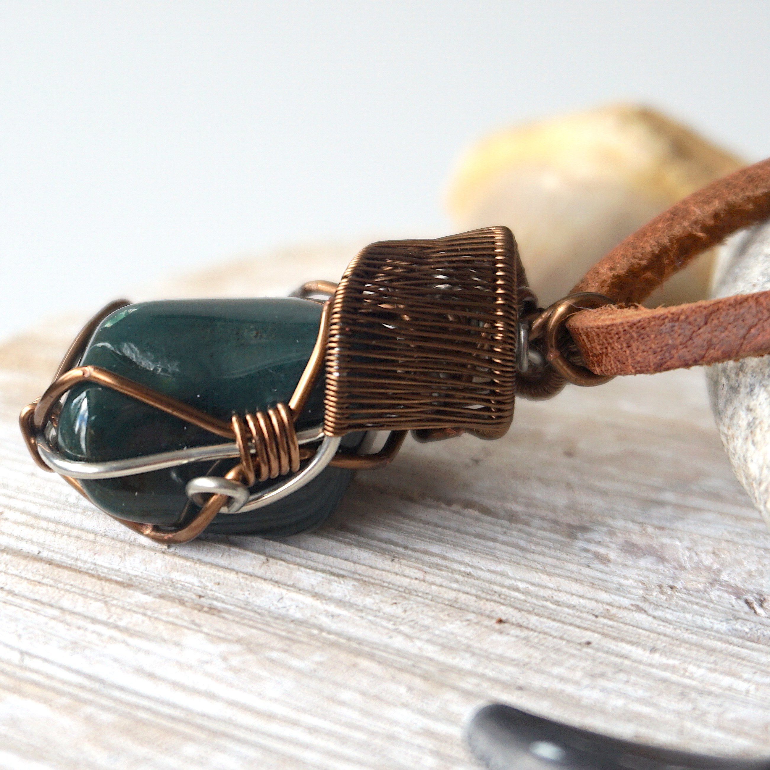 Raw Bloodstone Crystal Necklace in Antique Bronze - Healing Stone Jewelry for Protection & Energy Balance | Perfect for Meditation, Reiki & Spiritual Gifts